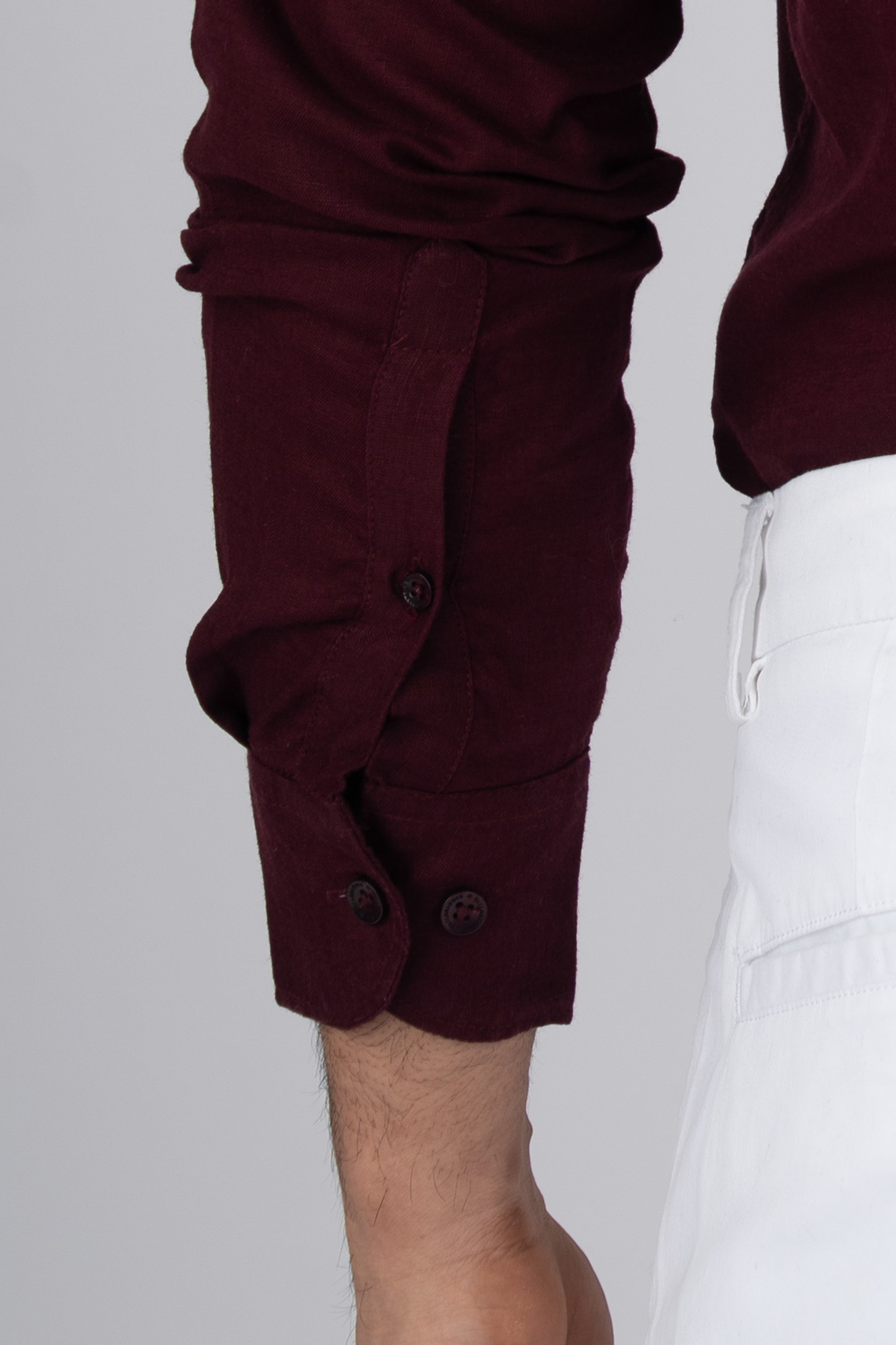 Premium Lyocell Linen Shirt In Maroon