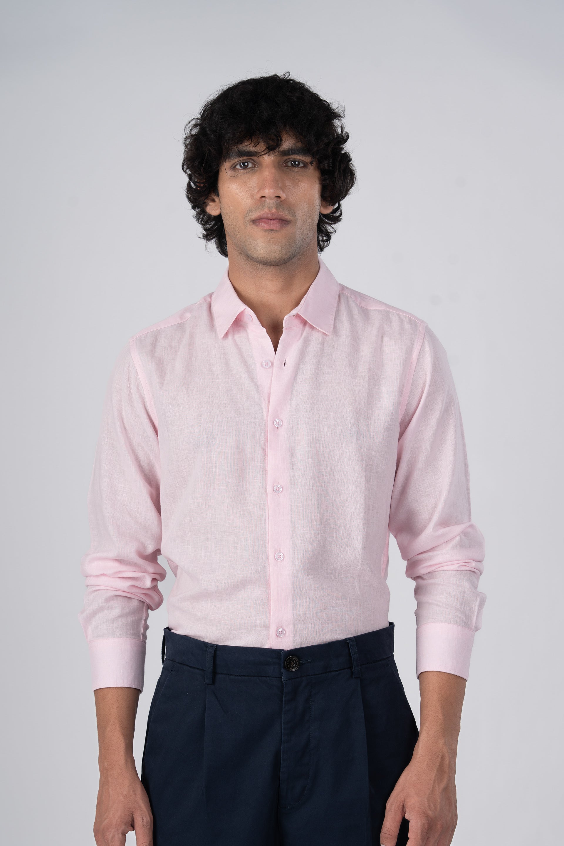 Premium Lyocell Linen Shirt In Pink