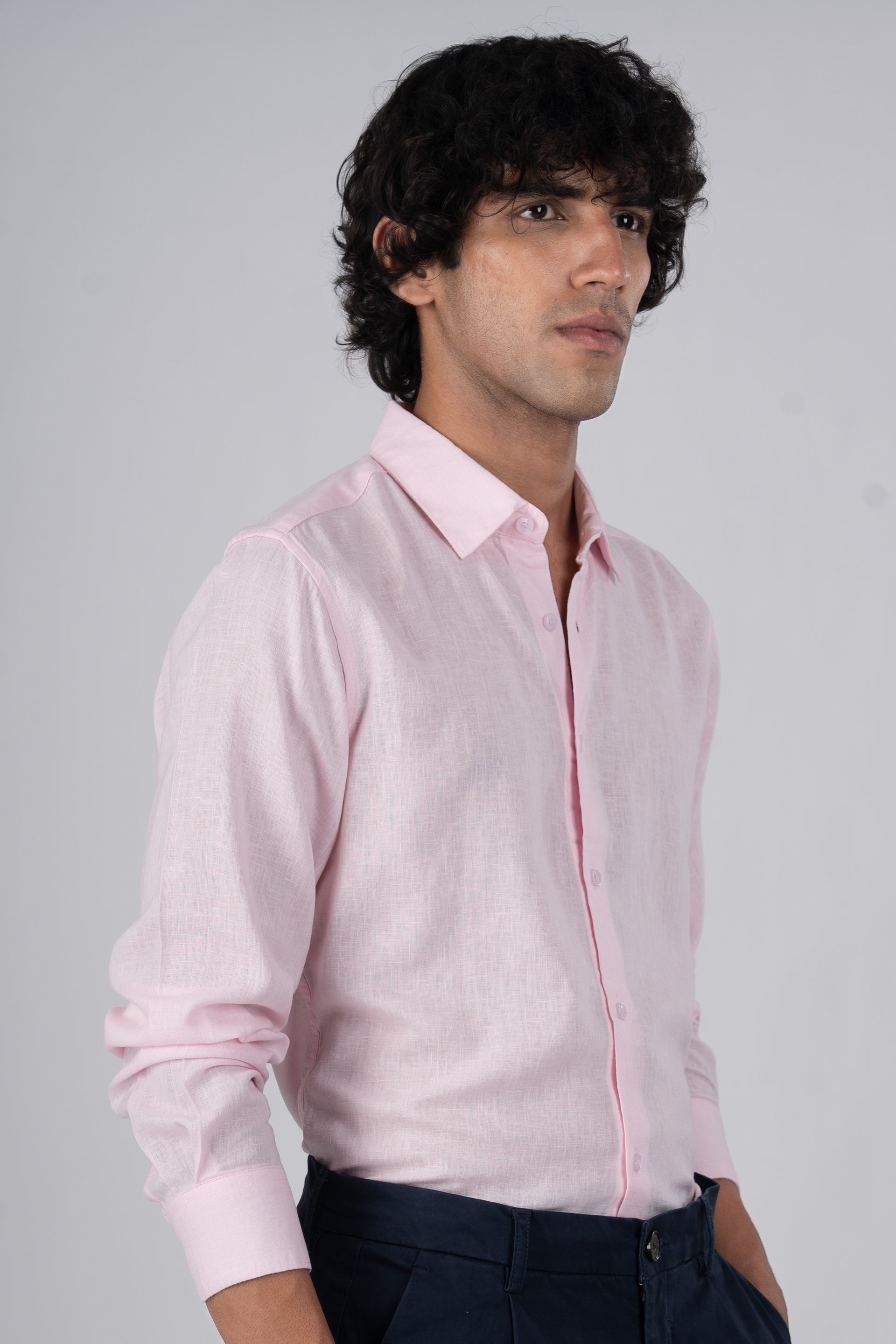 Premium Lyocell Linen Shirt In Pink