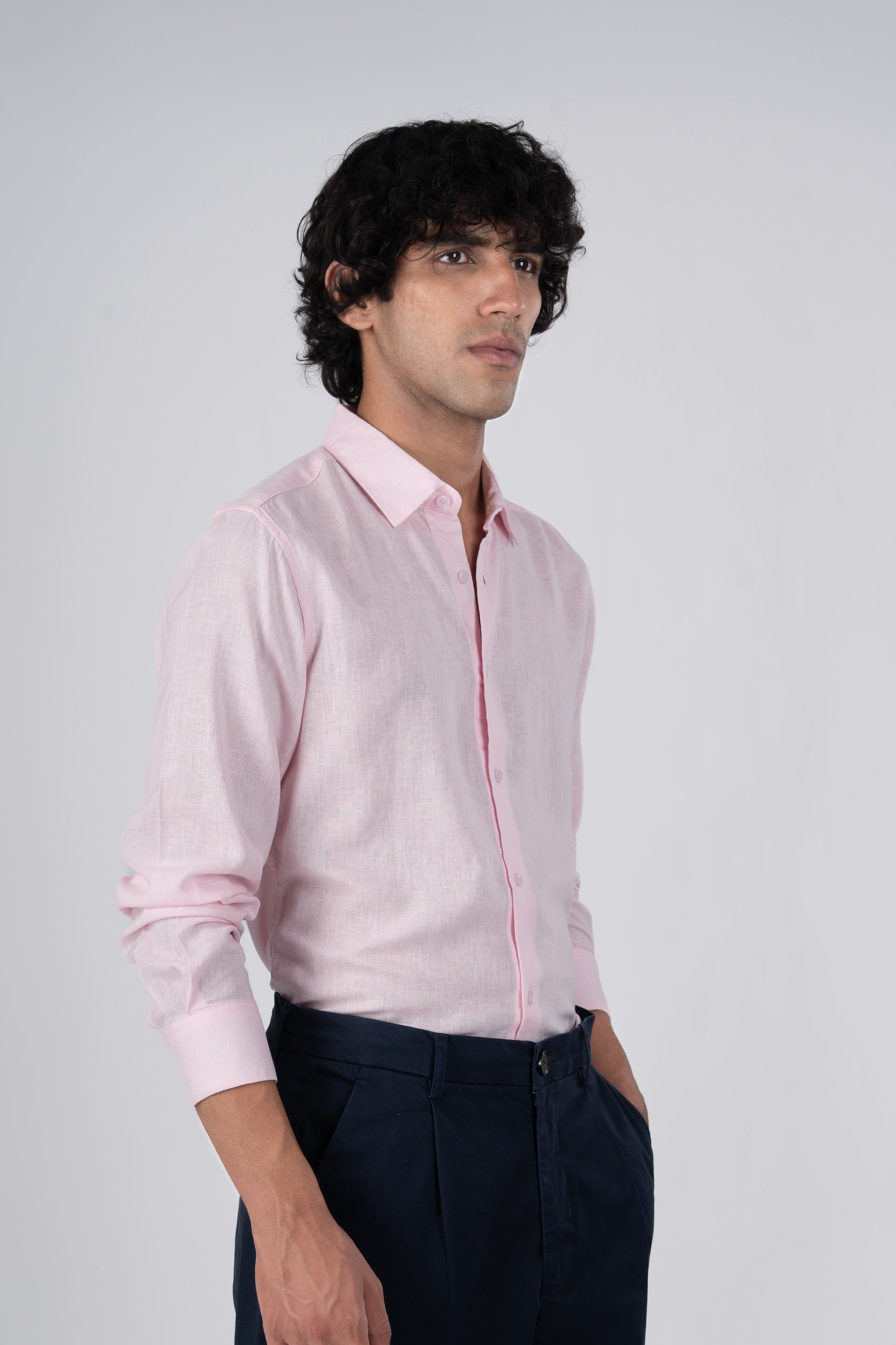 Premium Lyocell Linen Shirt In Pink