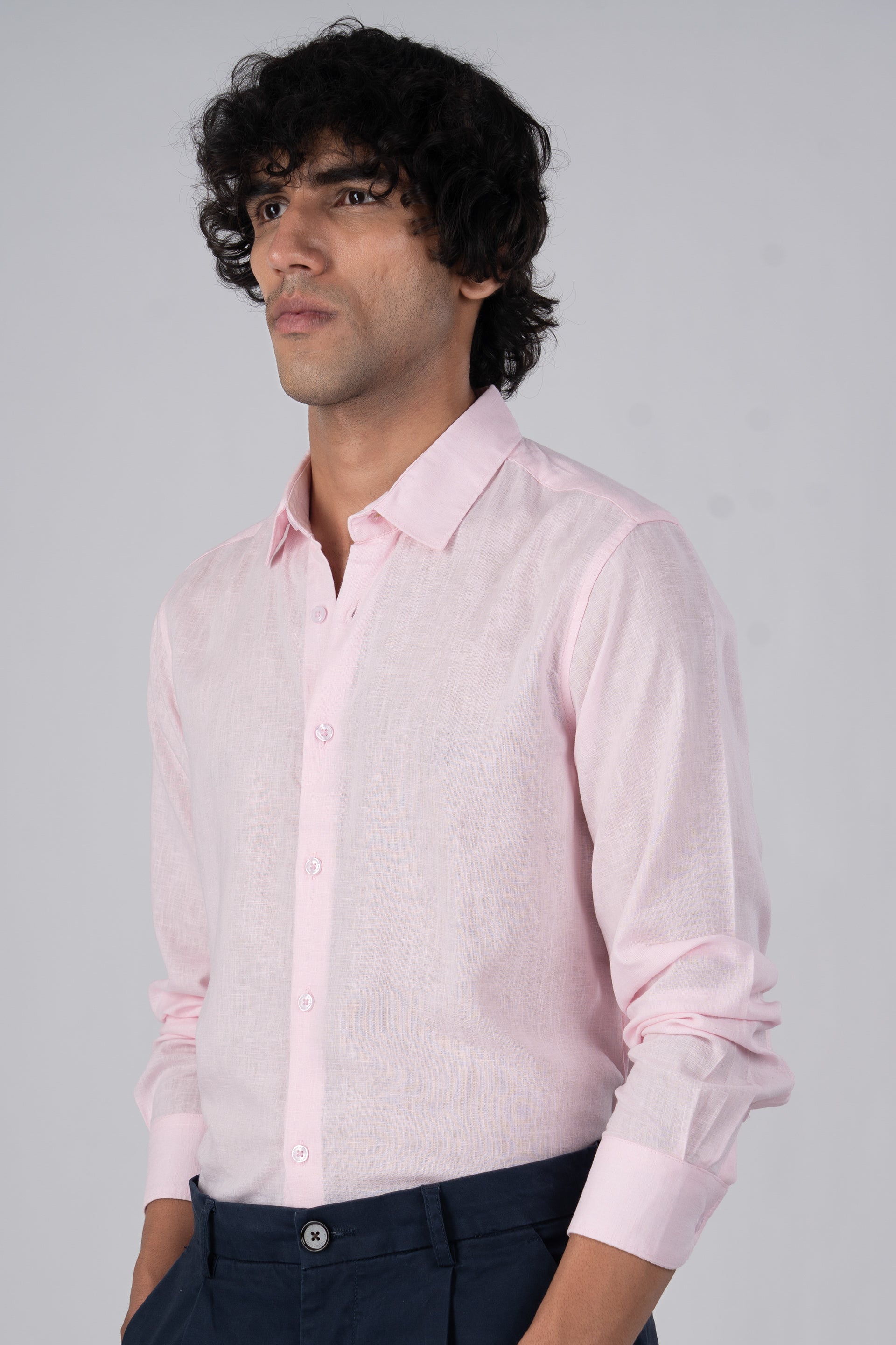 Premium Lyocell Linen Shirt In Pink