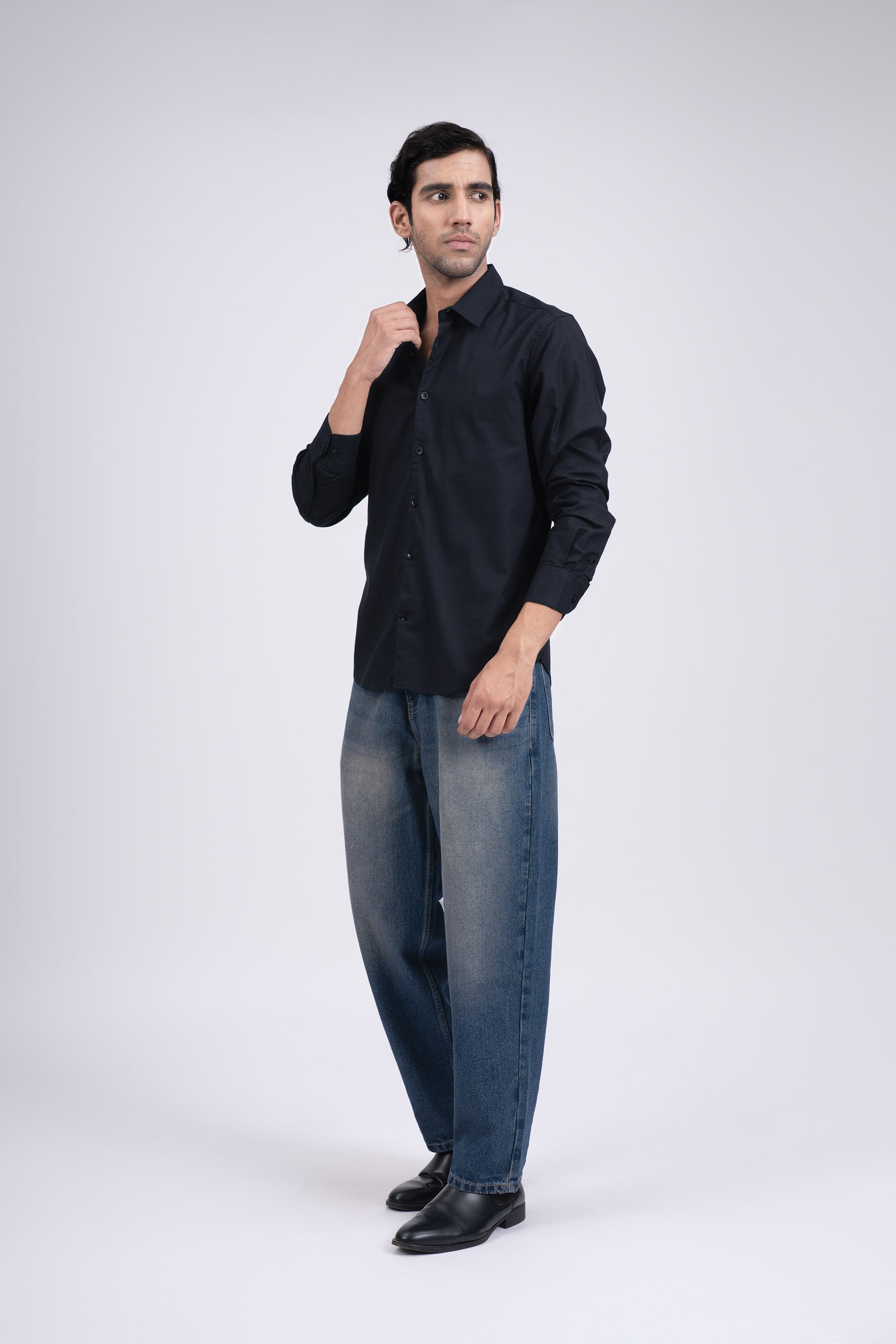 Premium Oxford Cotton Shirt In Black