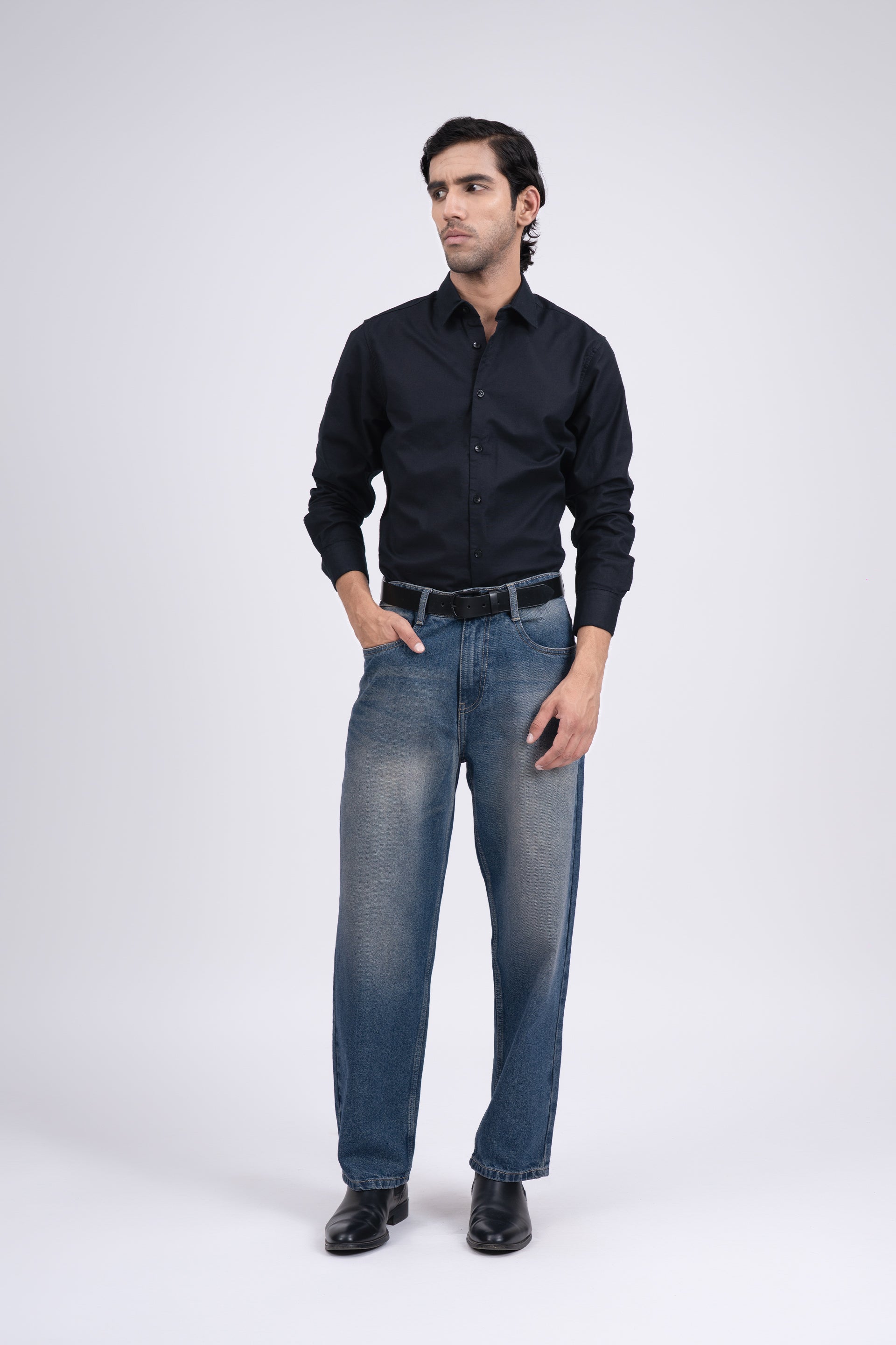 Premium Oxford Cotton Shirt In Black