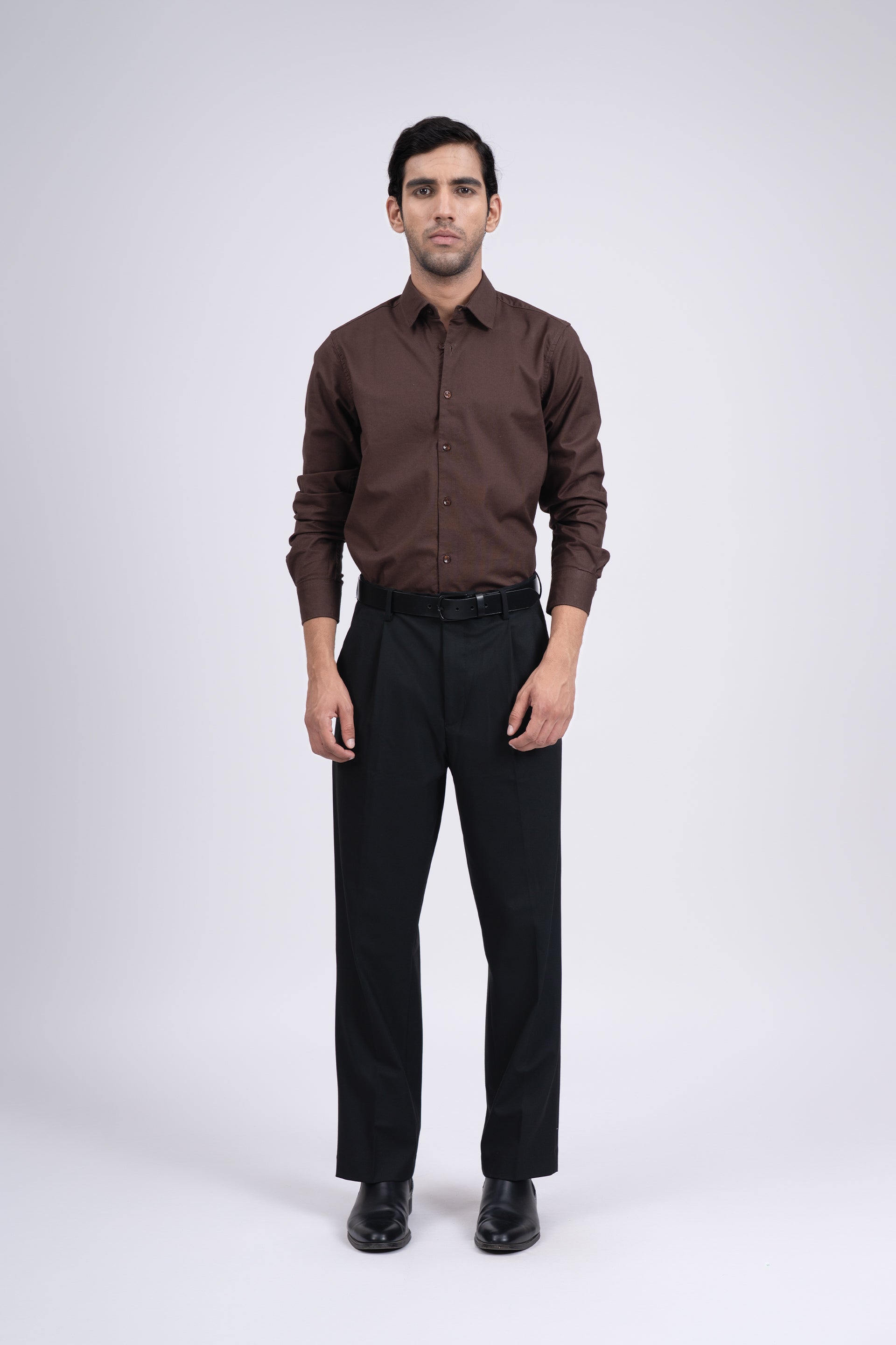 Premium Oxford Cotton Shirt In Brown
