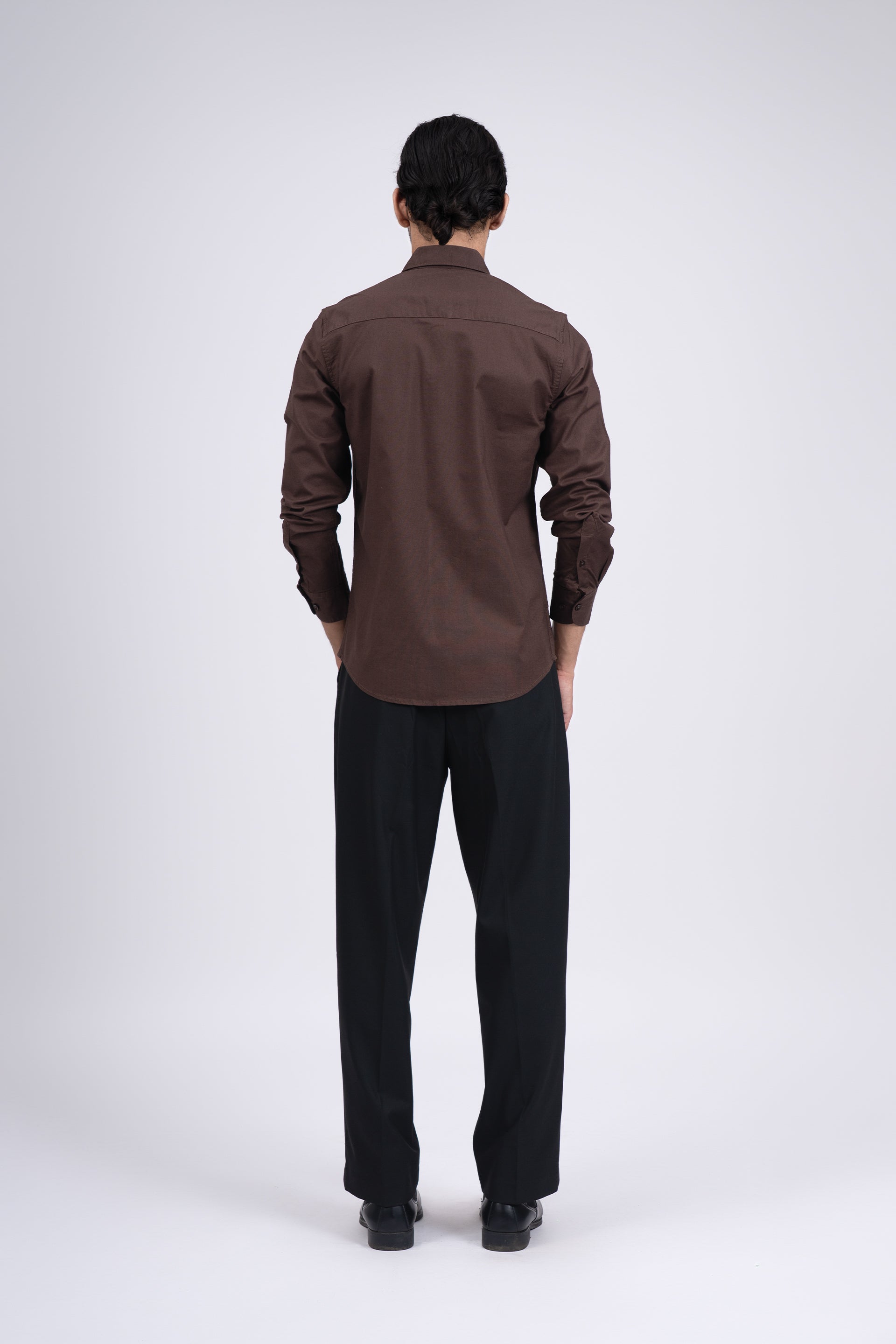 Premium Oxford Cotton Shirt In Brown