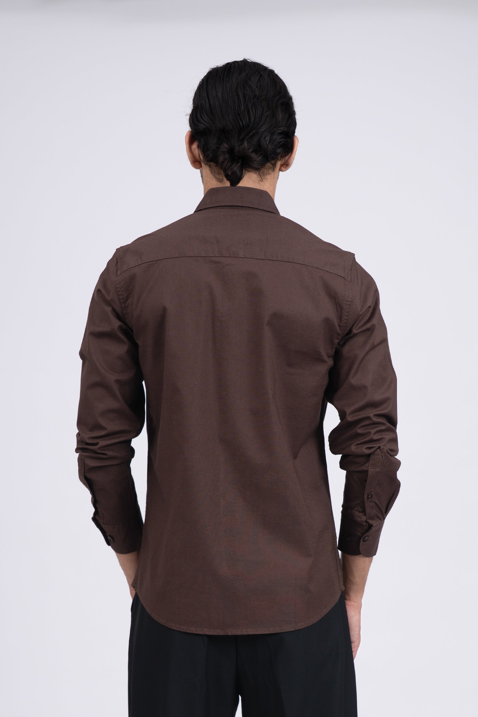 Premium Oxford Cotton Shirt In Brown