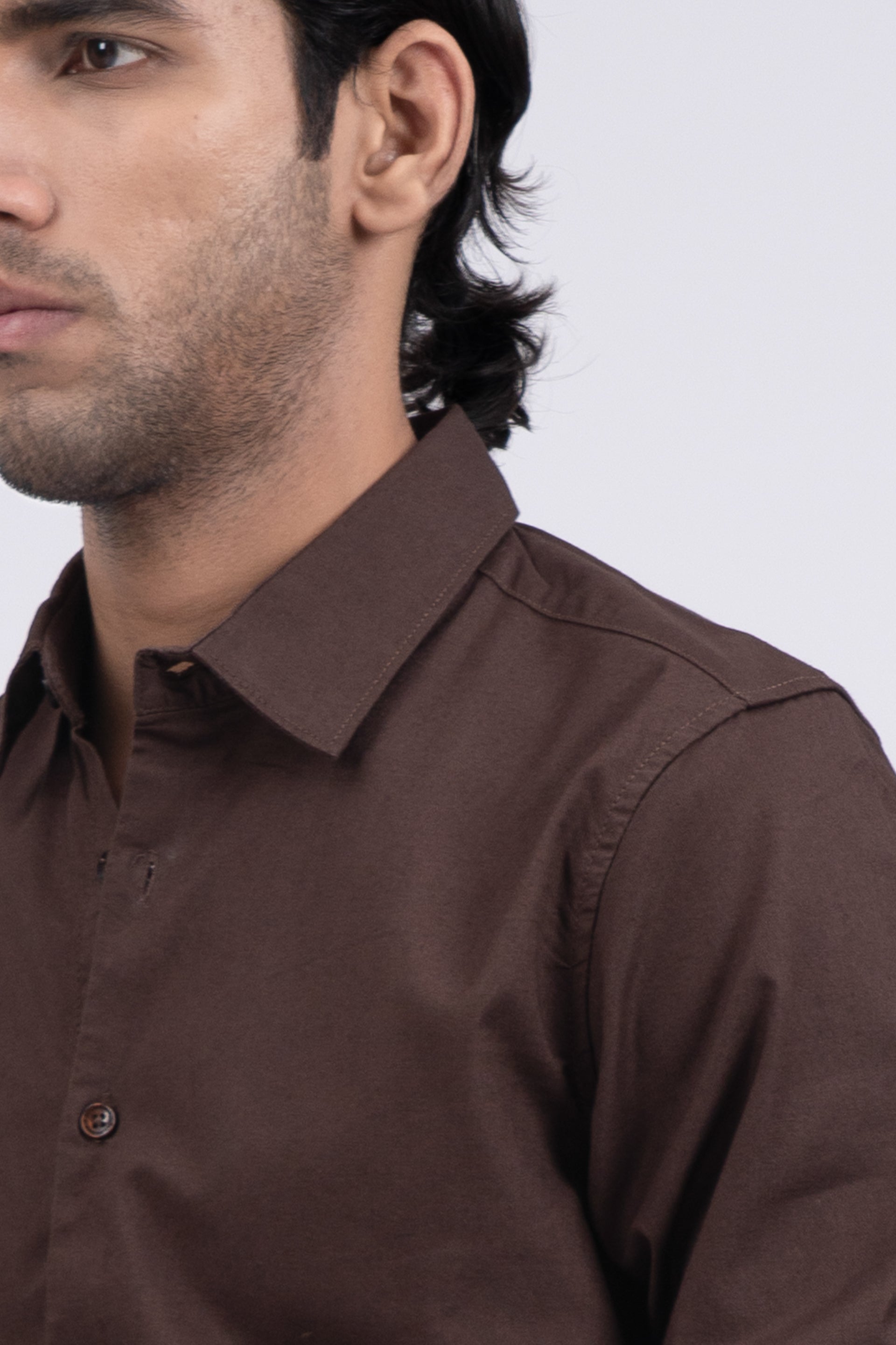 Premium Oxford Cotton Shirt In Brown