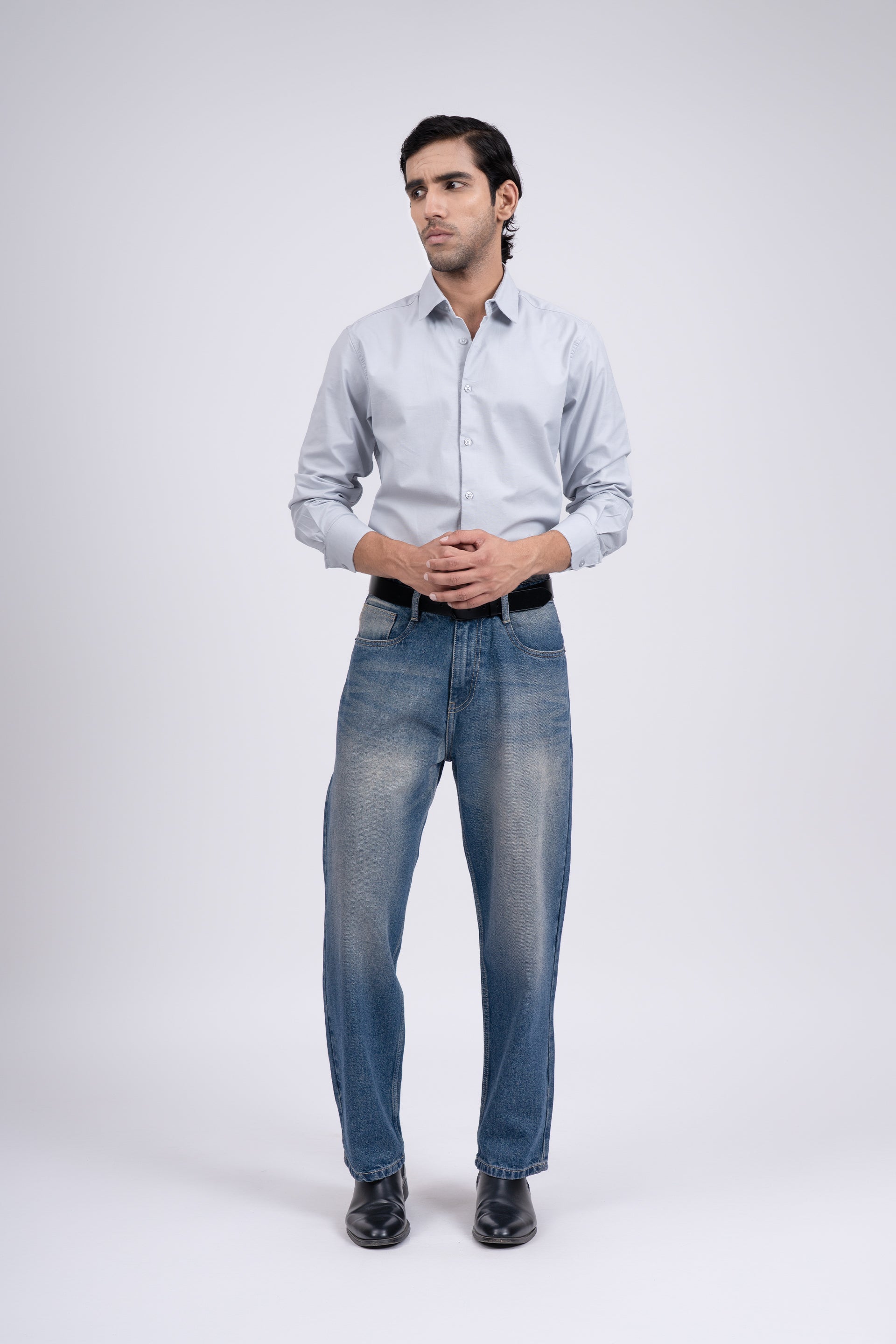 Premium Oxford Cotton Shirt In Grey