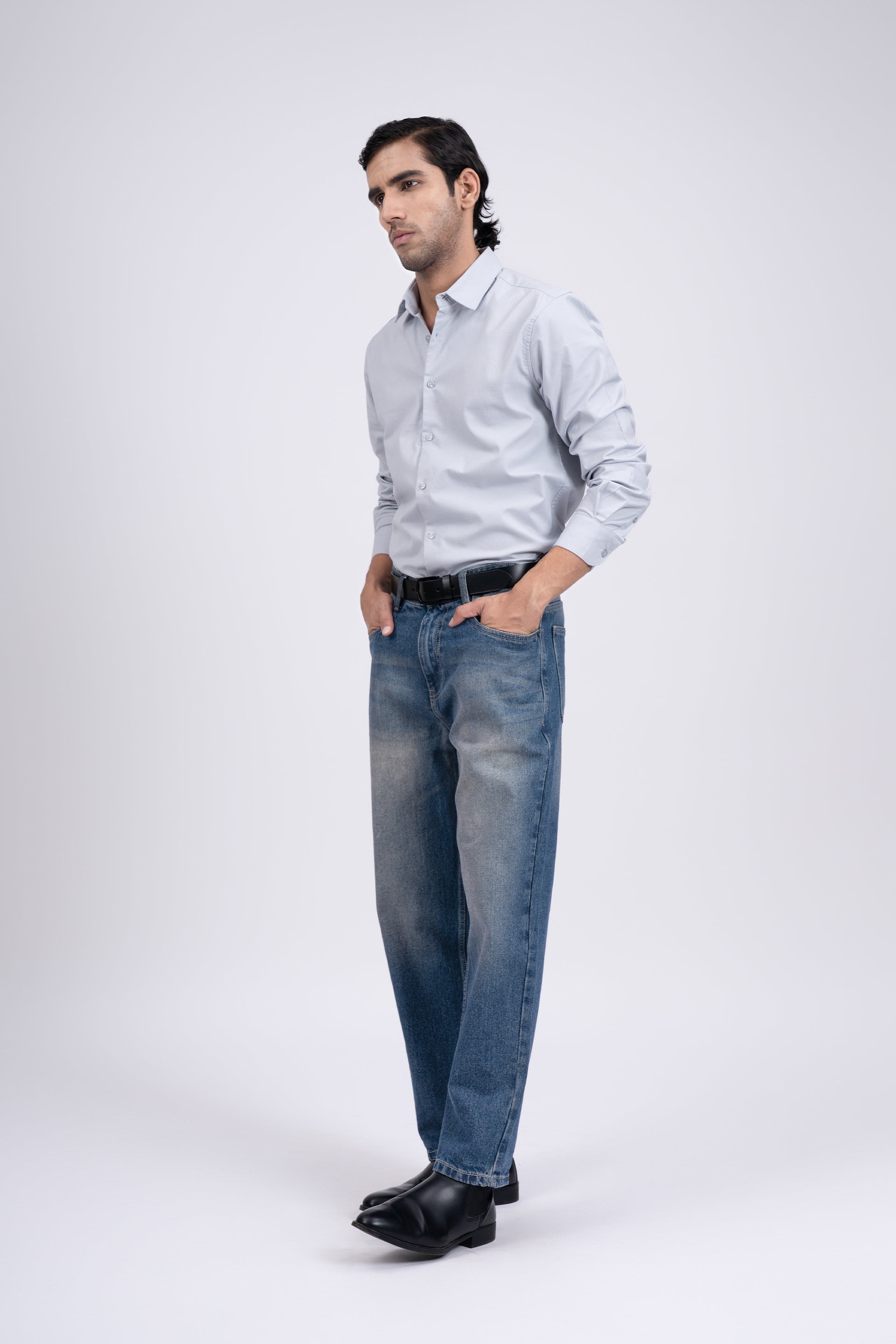 Premium Oxford Cotton Shirt In Grey