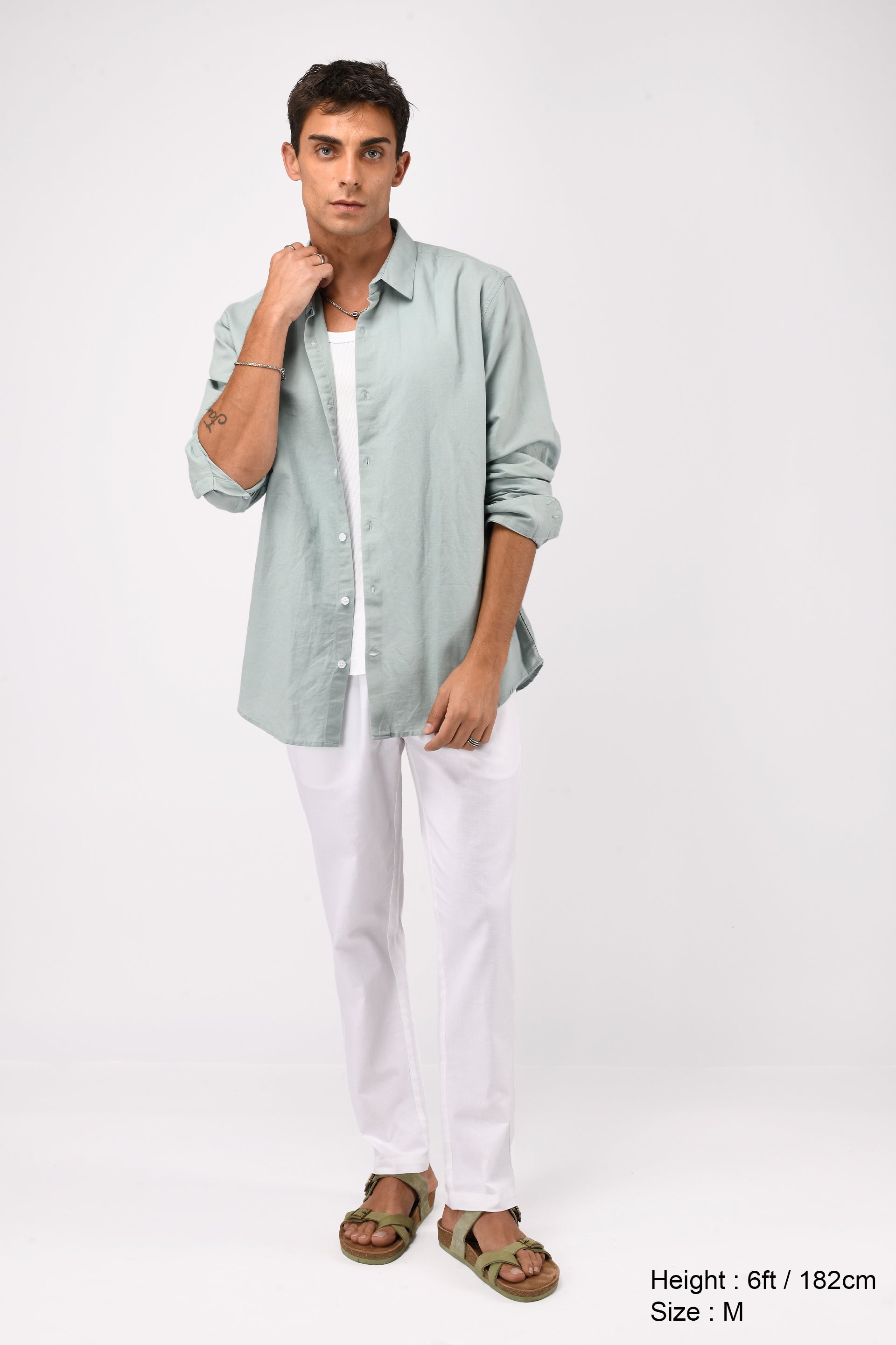 LINEN FUSED TAILORED PANTS IN WHITE