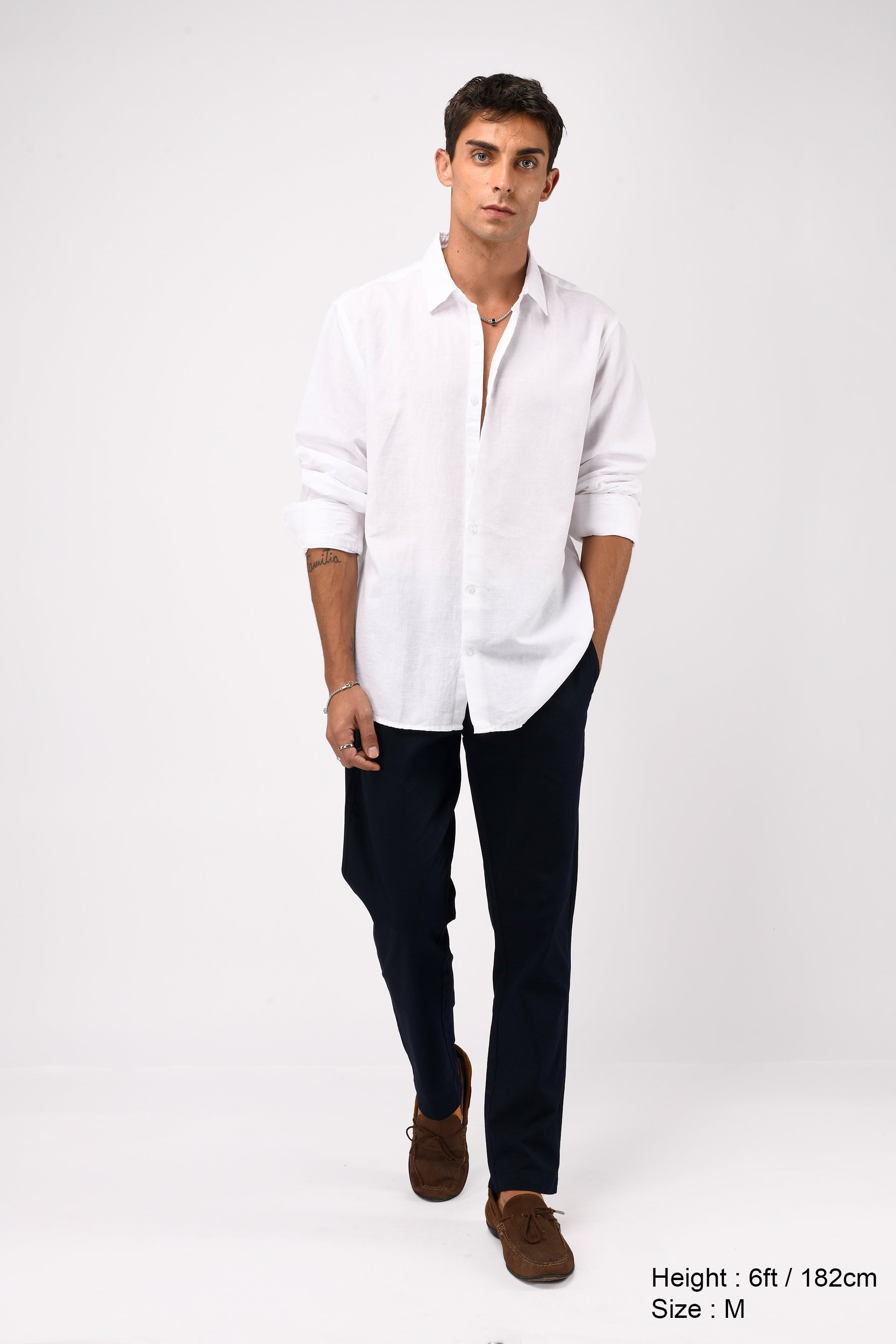 LINEN FUSED TAILORED PANTS IN BLUE