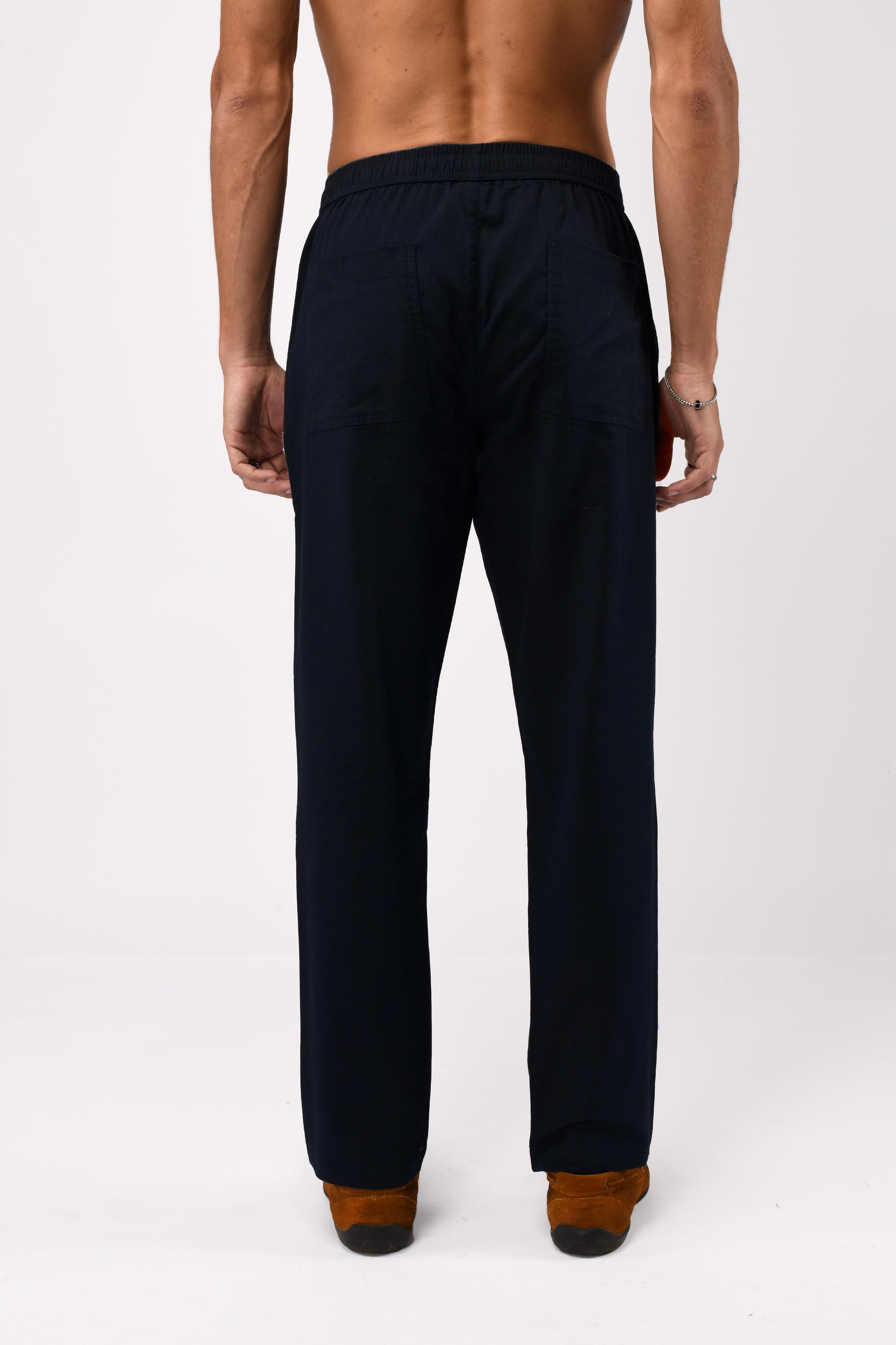 LINEN FUSED TAILORED PANTS IN BLUE