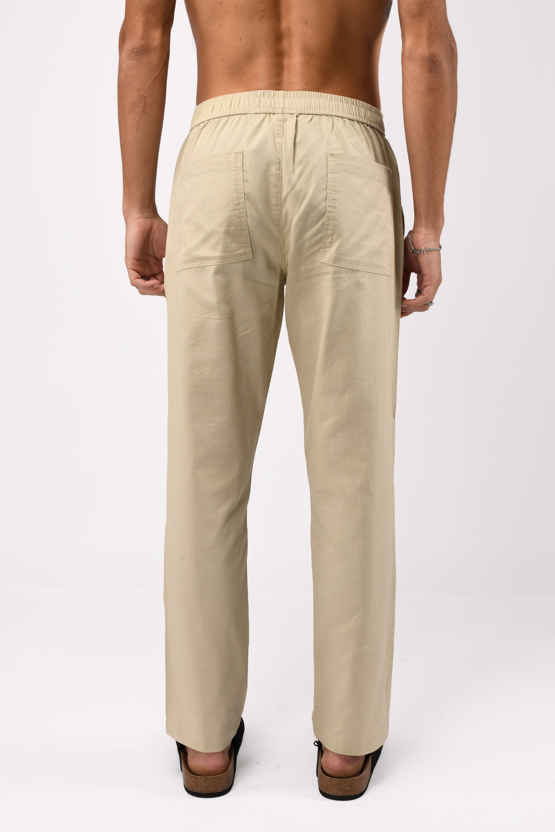 LINEN FUSED TAILORED PANTS IN BEIGE