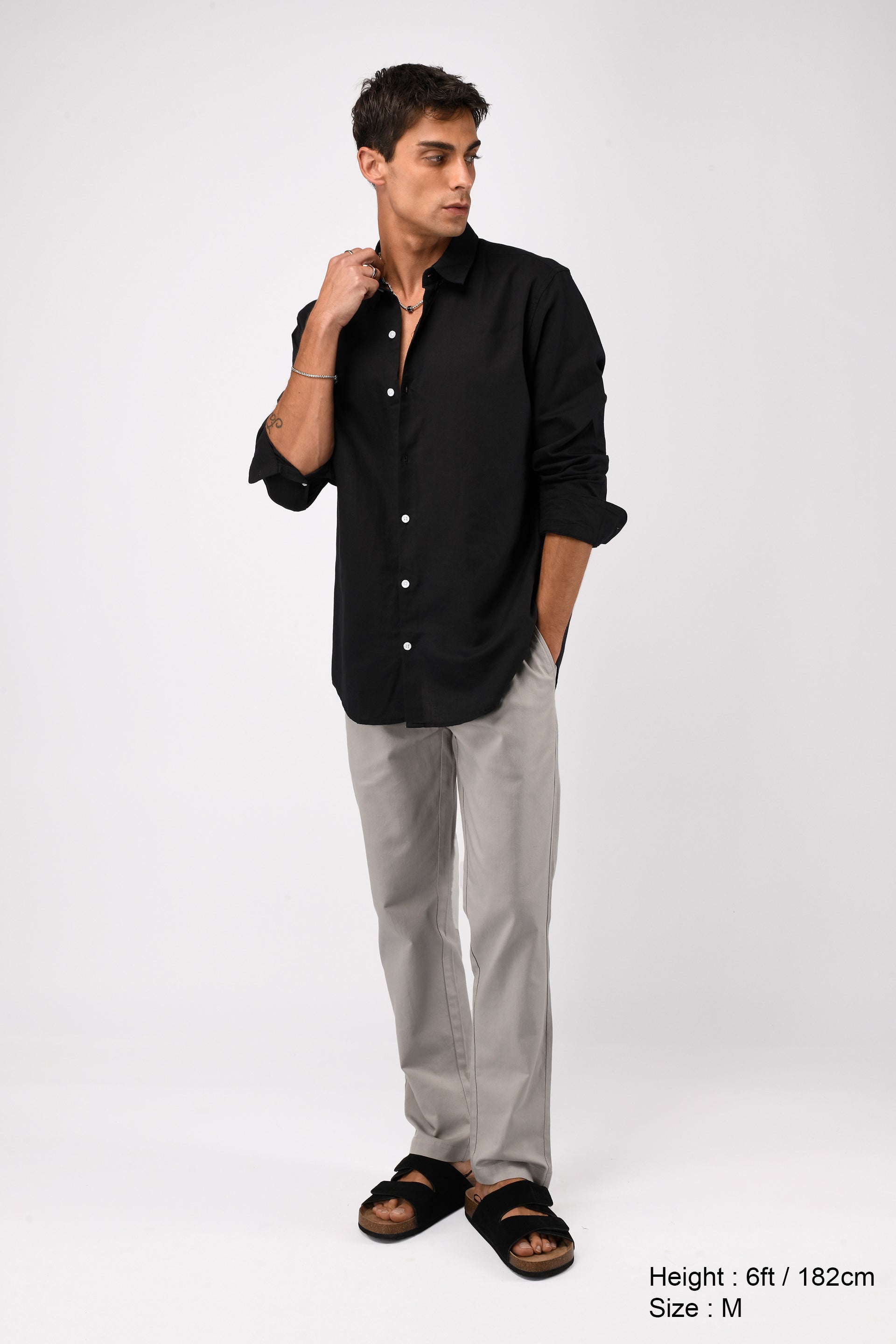 LINEN FUSED TAILORED PANTS IN GREY