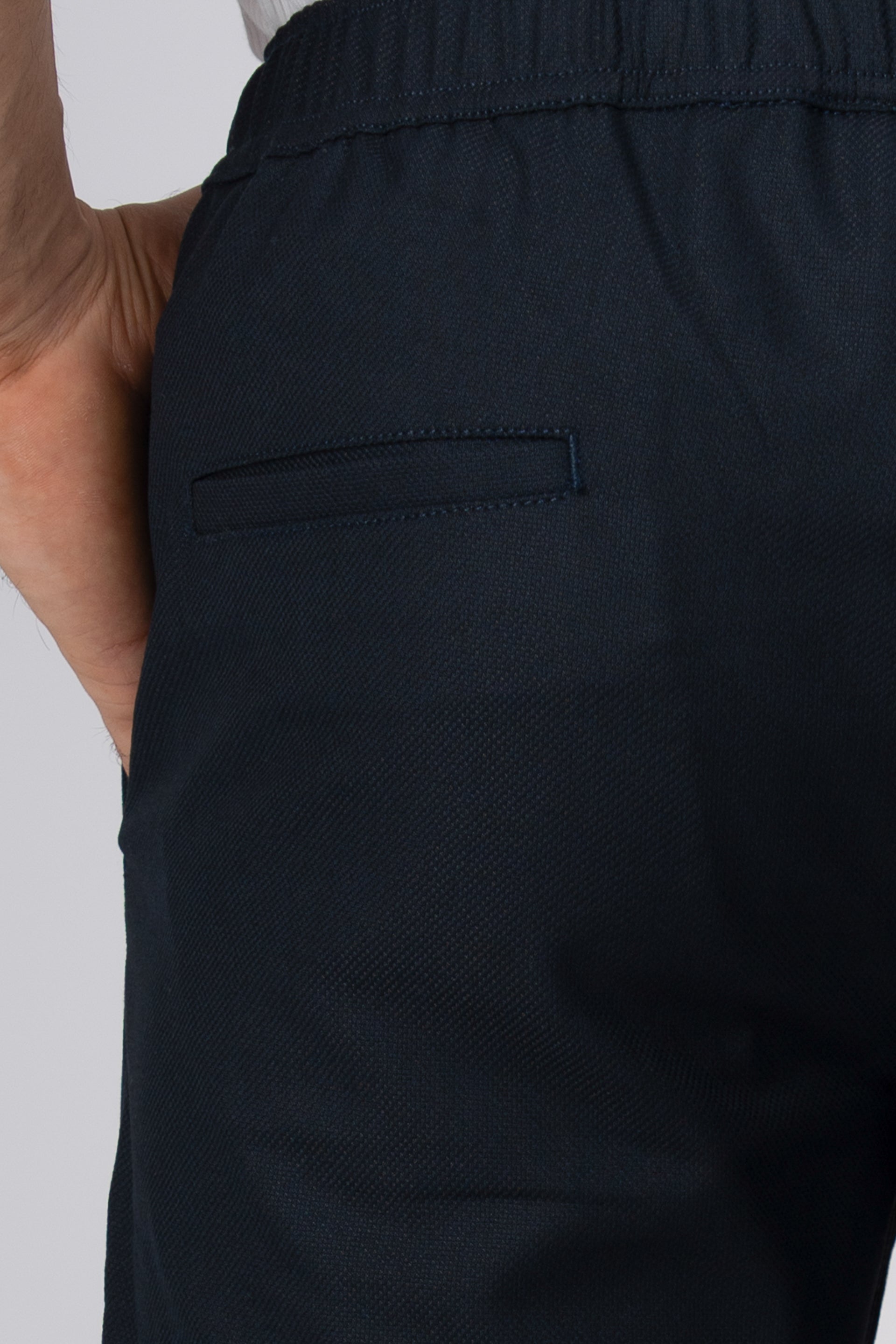 Easy Iron Flexi Textured Tailored Trouser In Navy