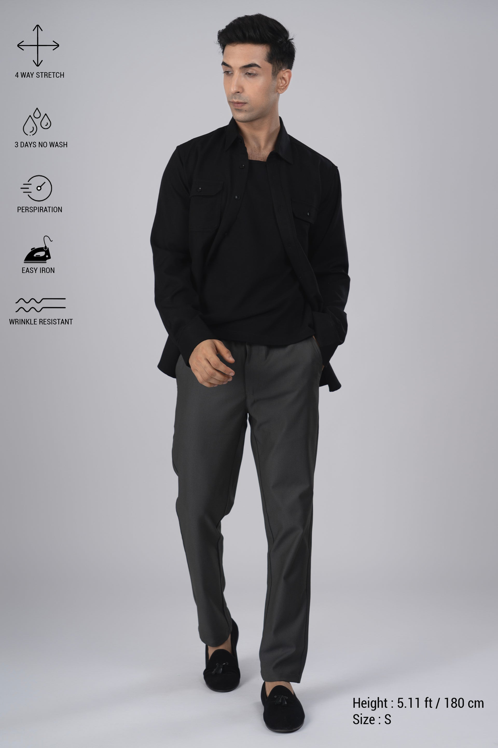Easy Iron Flexi Textured Tailored Trouser In Green