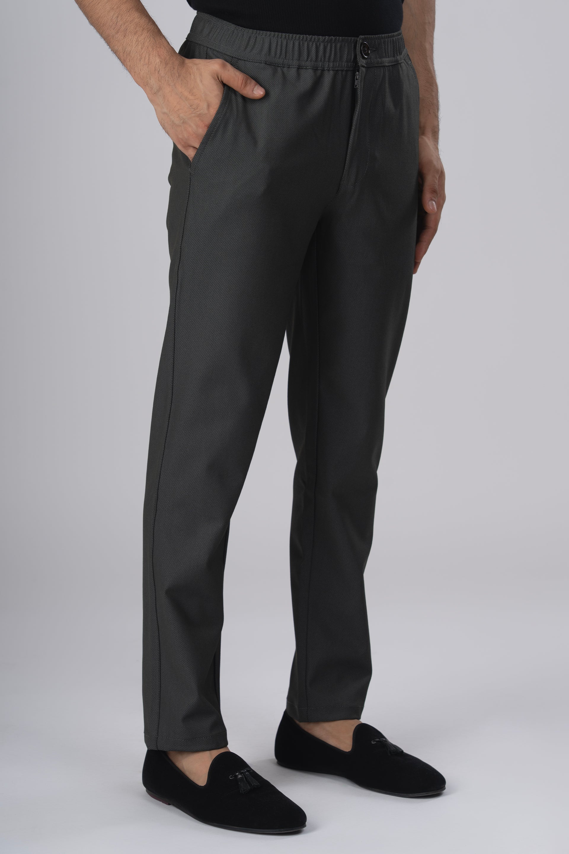 Easy Iron Flexi Textured Tailored Trouser In Green