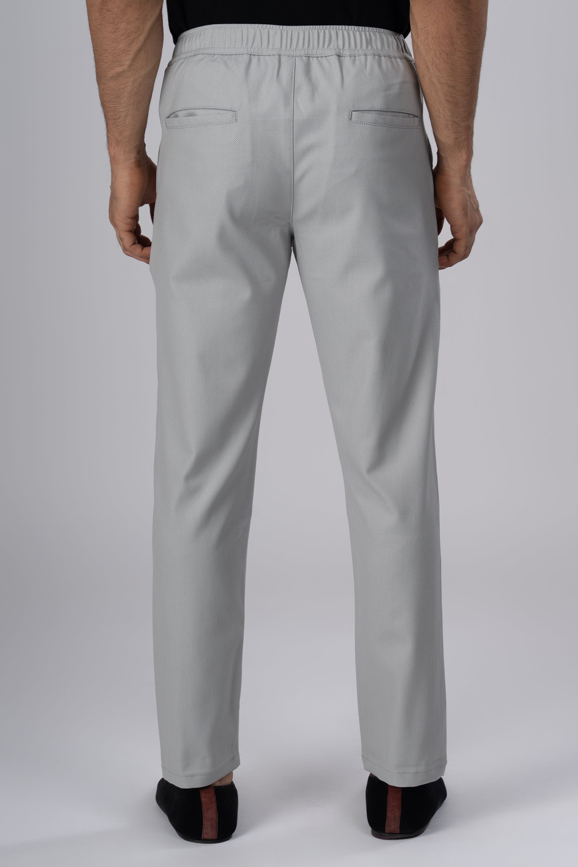 Easy Iron Flexi Textured Tailored Trouser In Grey