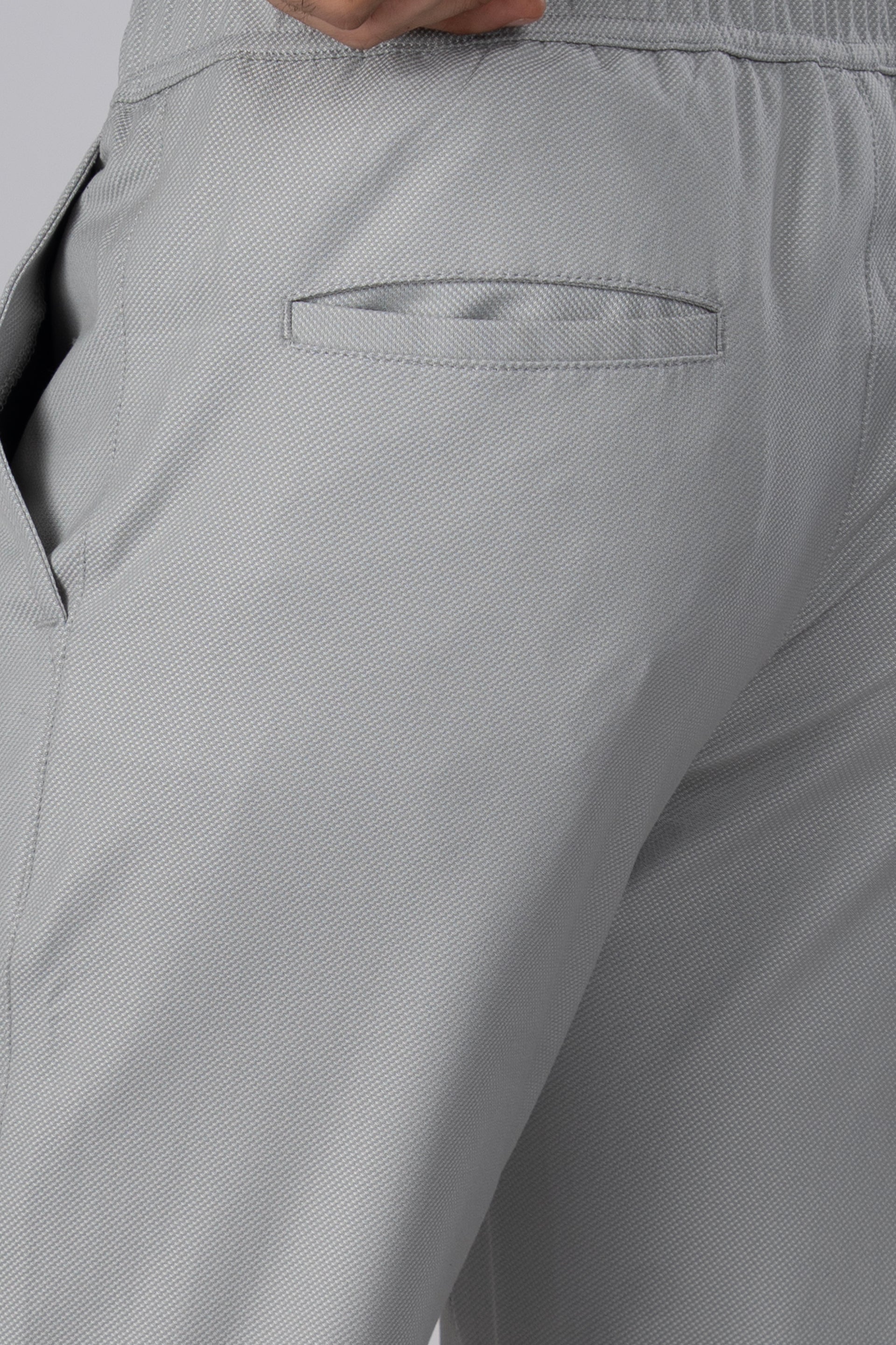 Easy Iron Flexi Textured Tailored Trouser In Grey