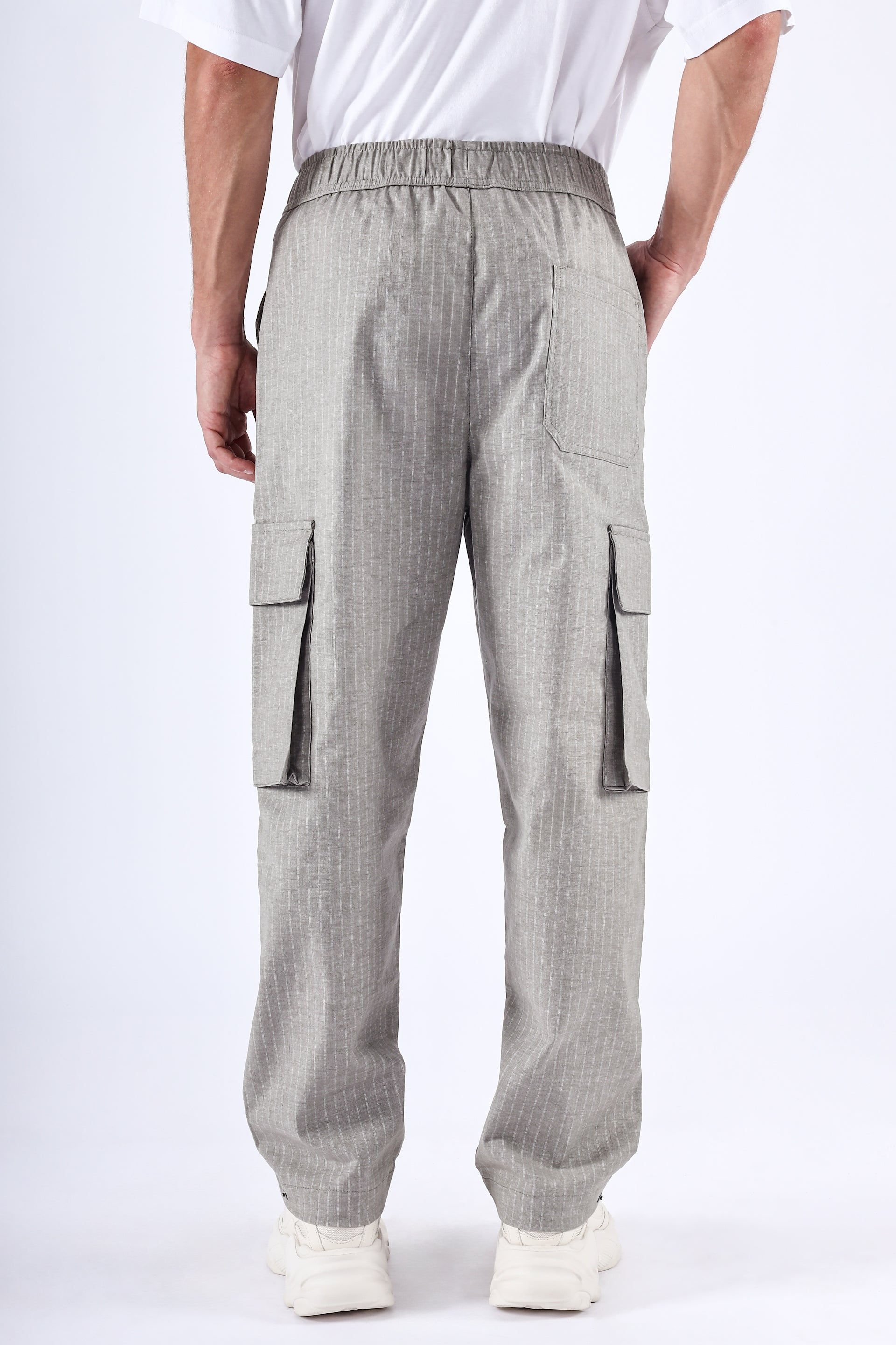 Air Striped Relaxed Cargo Pants In Grey