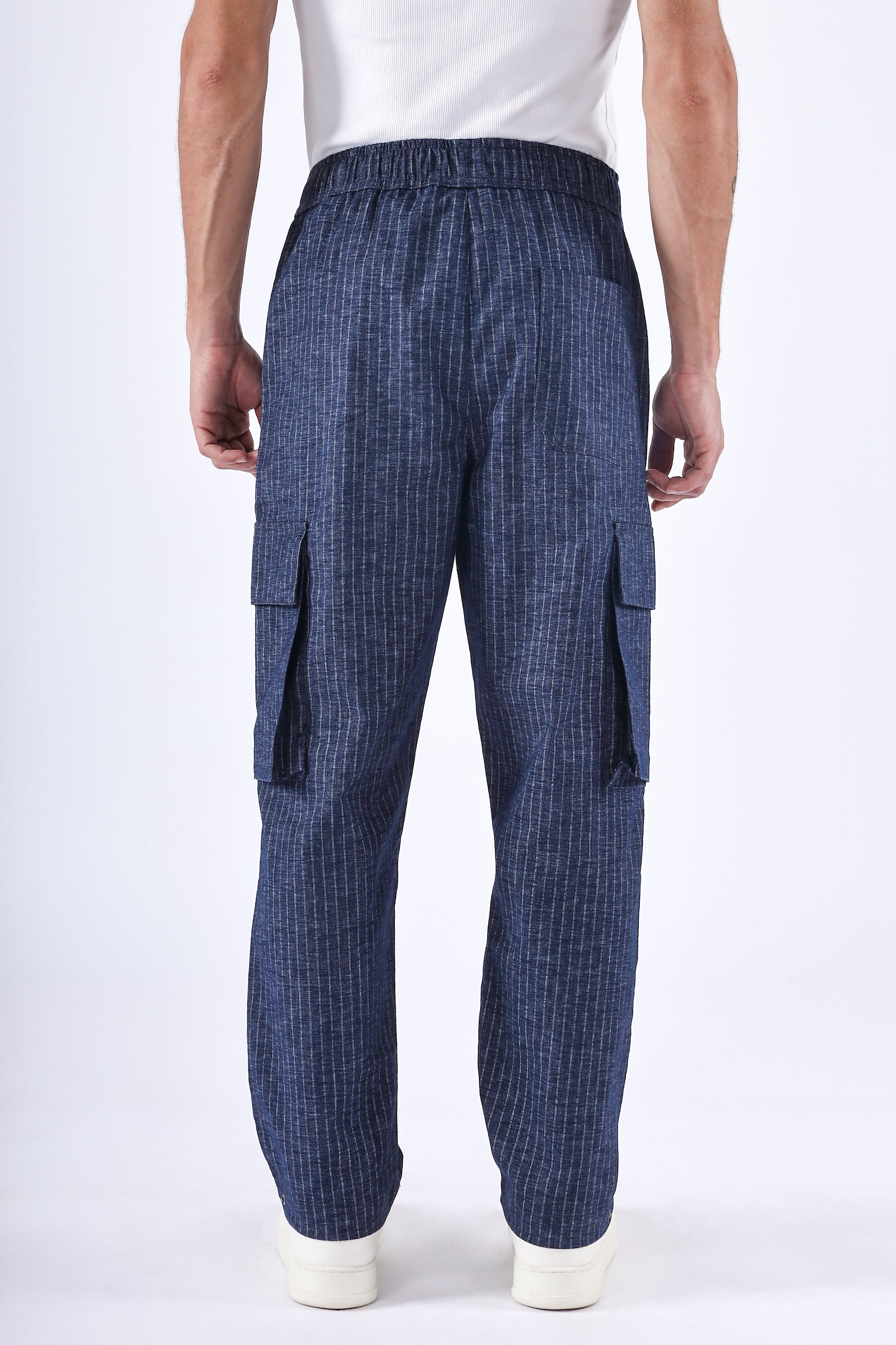 Air Striped Relaxed Cargo Pants In Blue