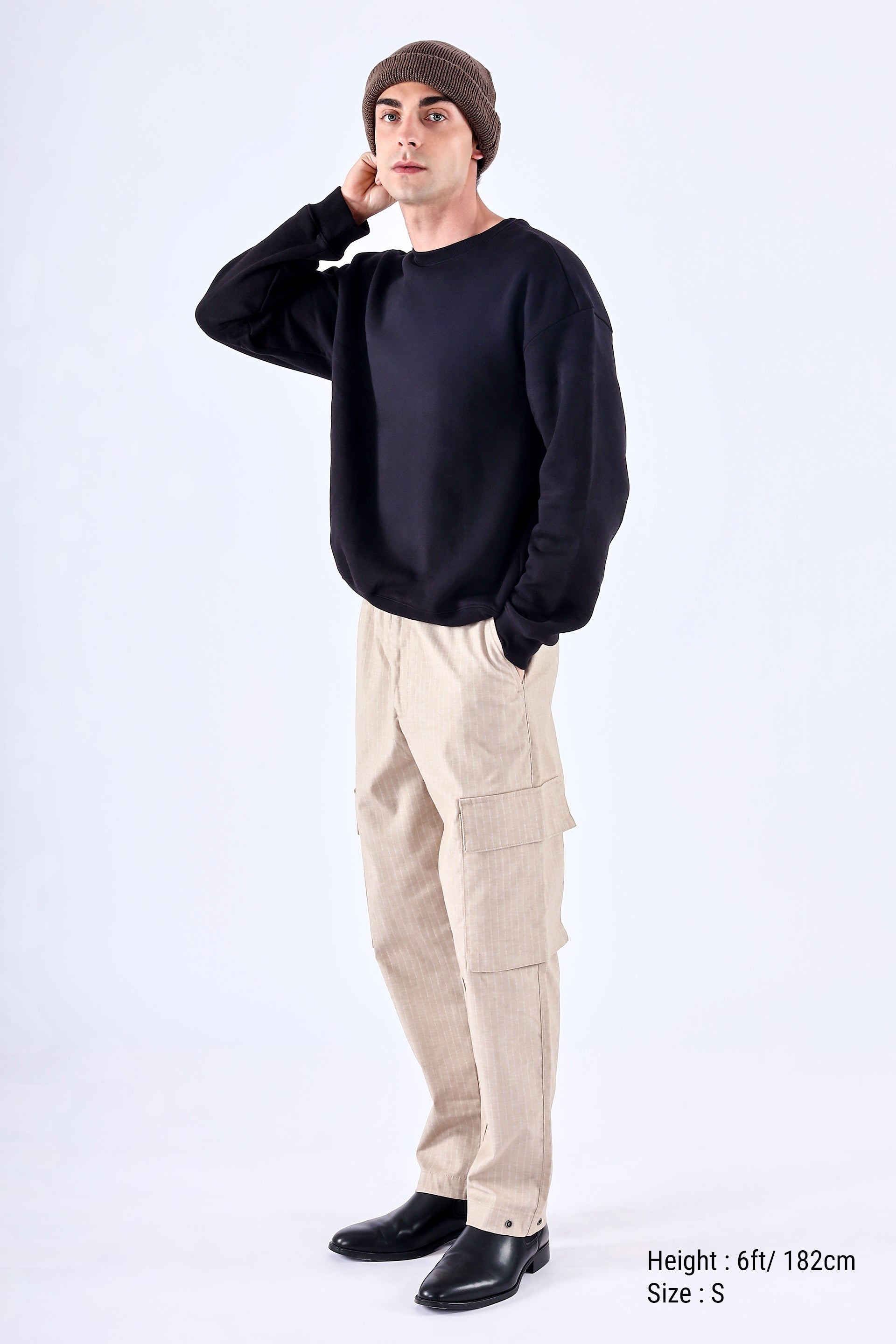 Air Striped Relaxed Cargo Pants In Beige