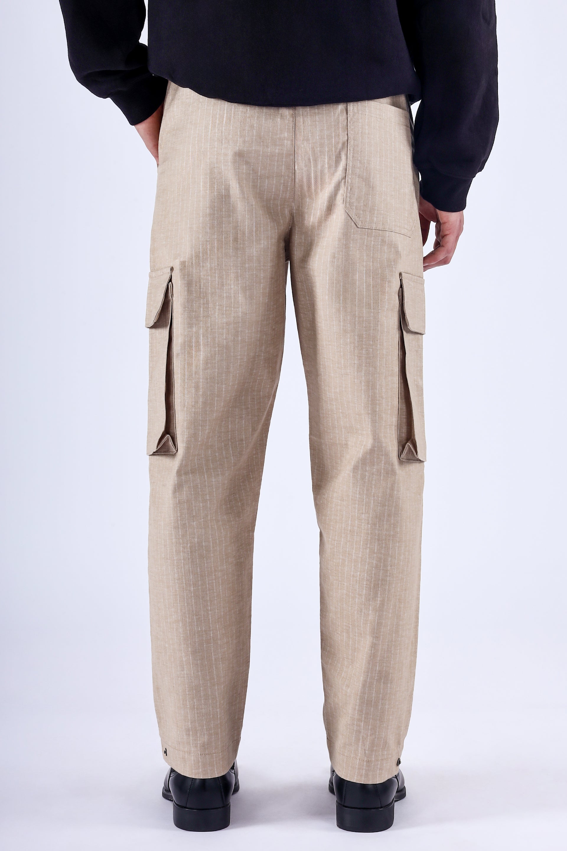 Air Striped Relaxed Cargo Pants In Beige