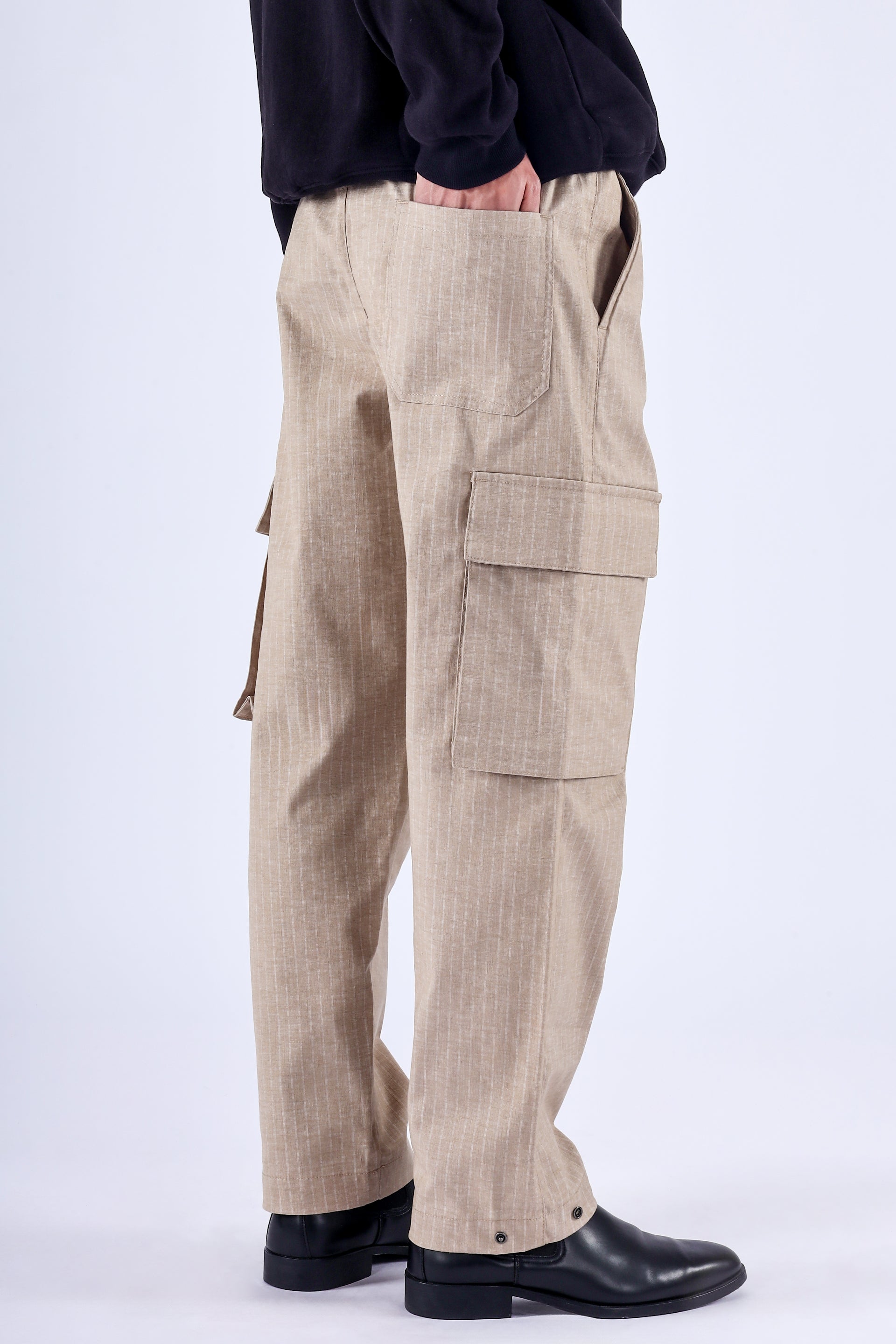 Air Striped Relaxed Cargo Pants In Beige