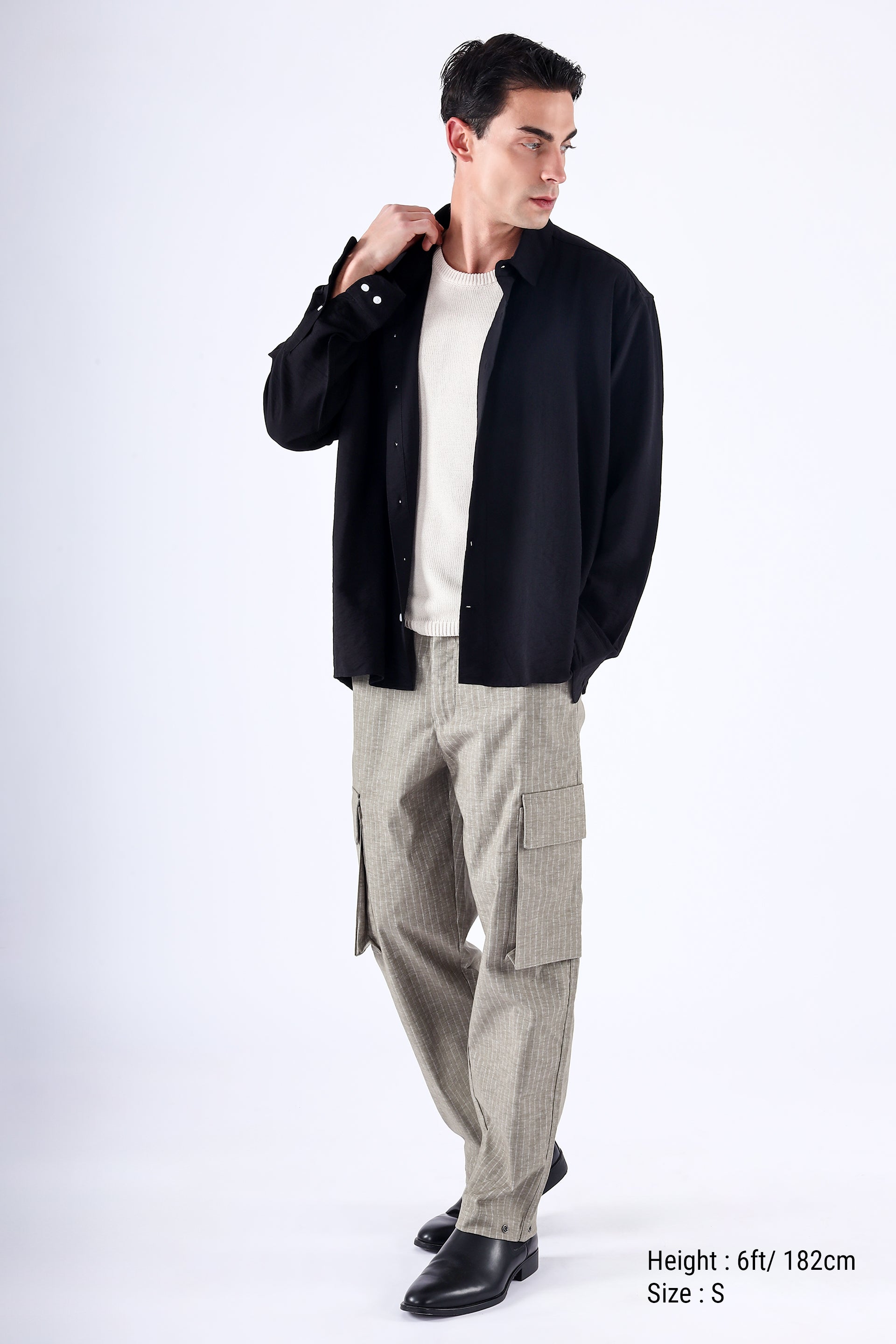 Air Striped Relaxed Cargo Pants In Green