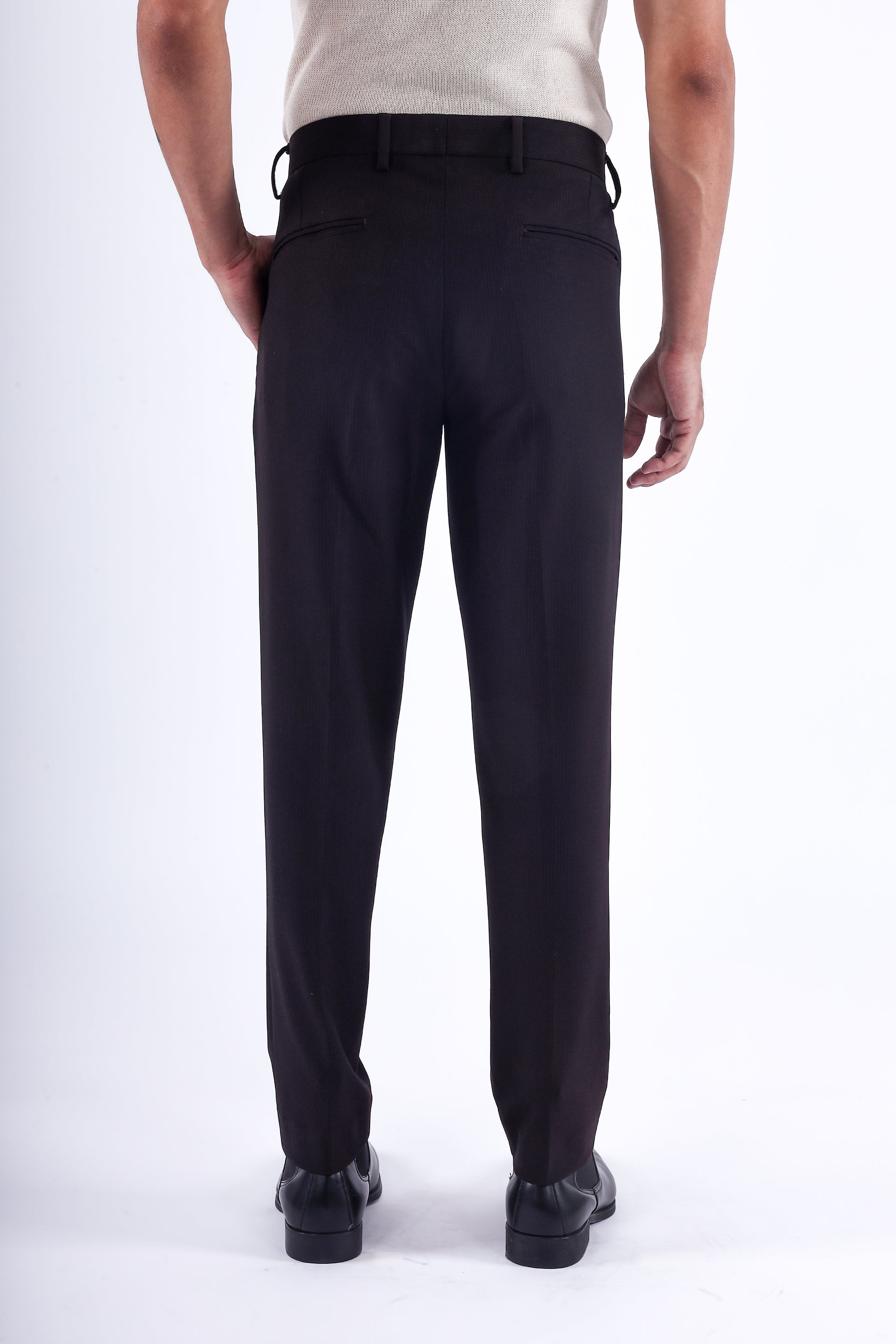 Easy Iron Striped Formal Pants In Wine