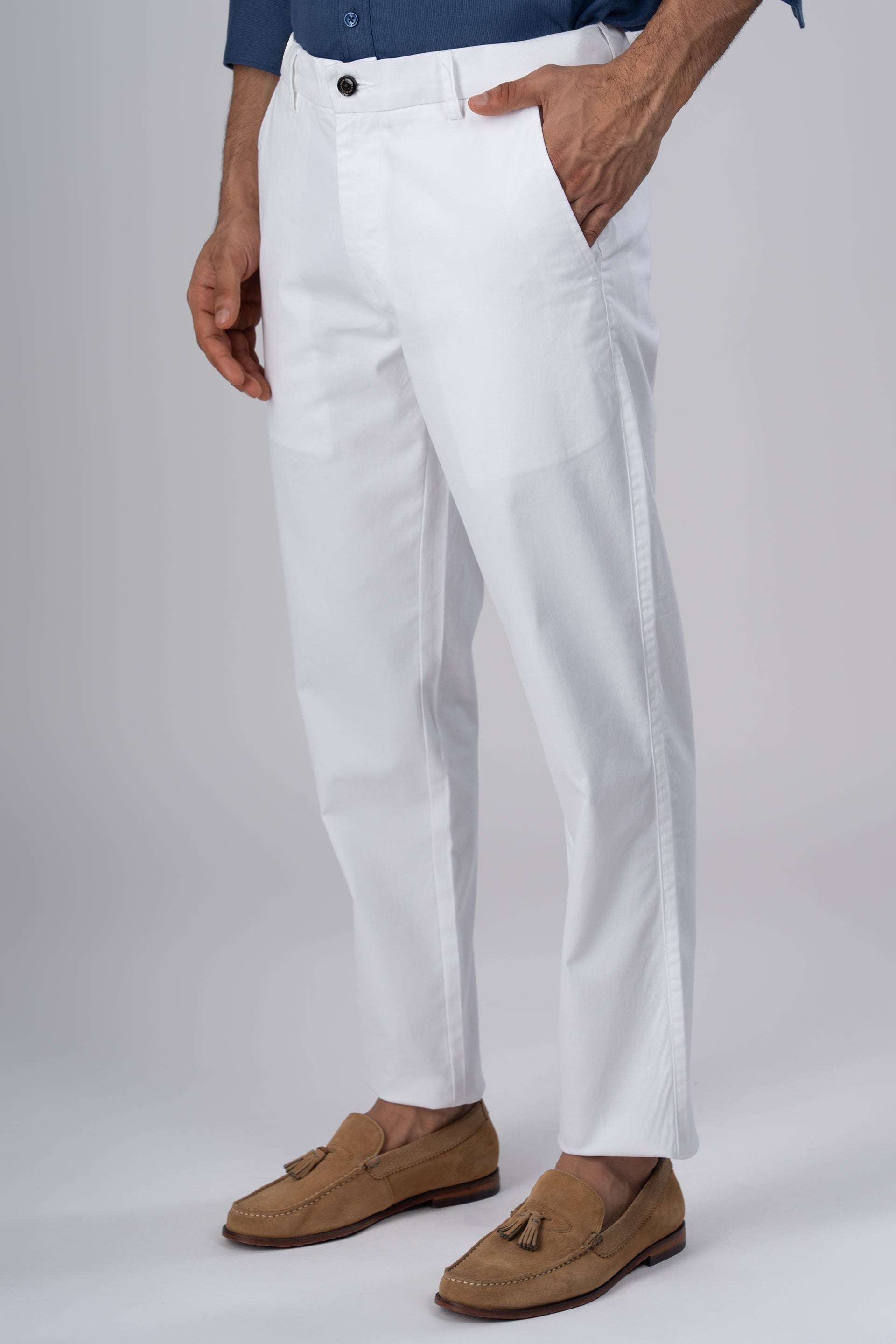 Premium Signature Tailored Chinos In White