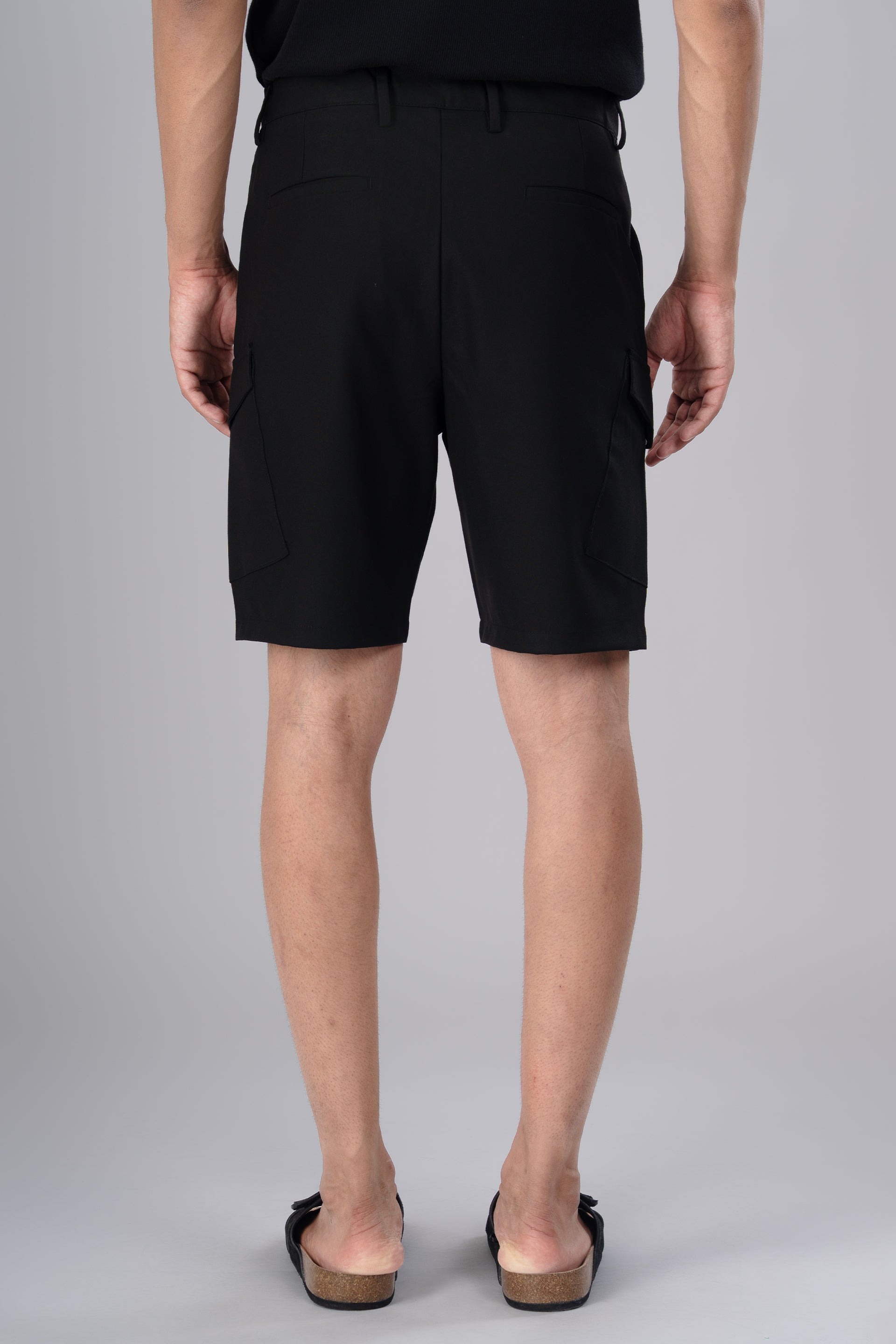 Easy Iron Cargo Shorts In Black