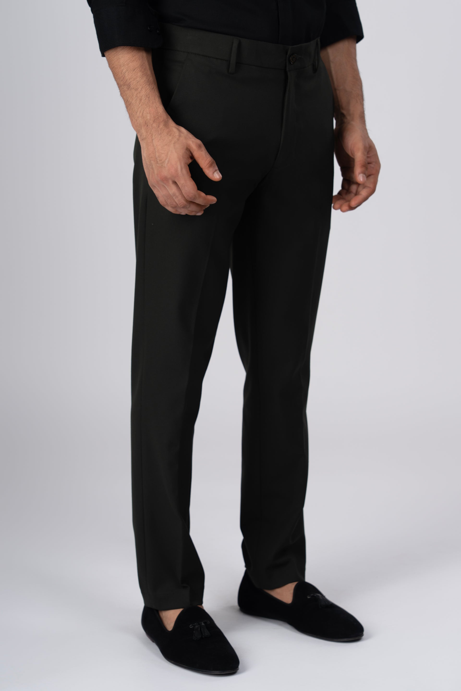 Easy Iron Tailored Office Trousers In Olive