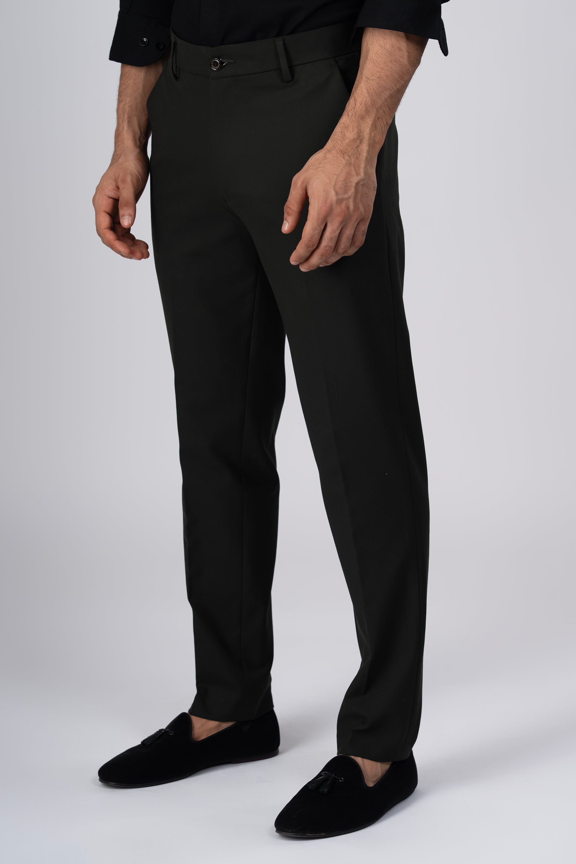 Easy Iron Tailored Office Trousers In Olive