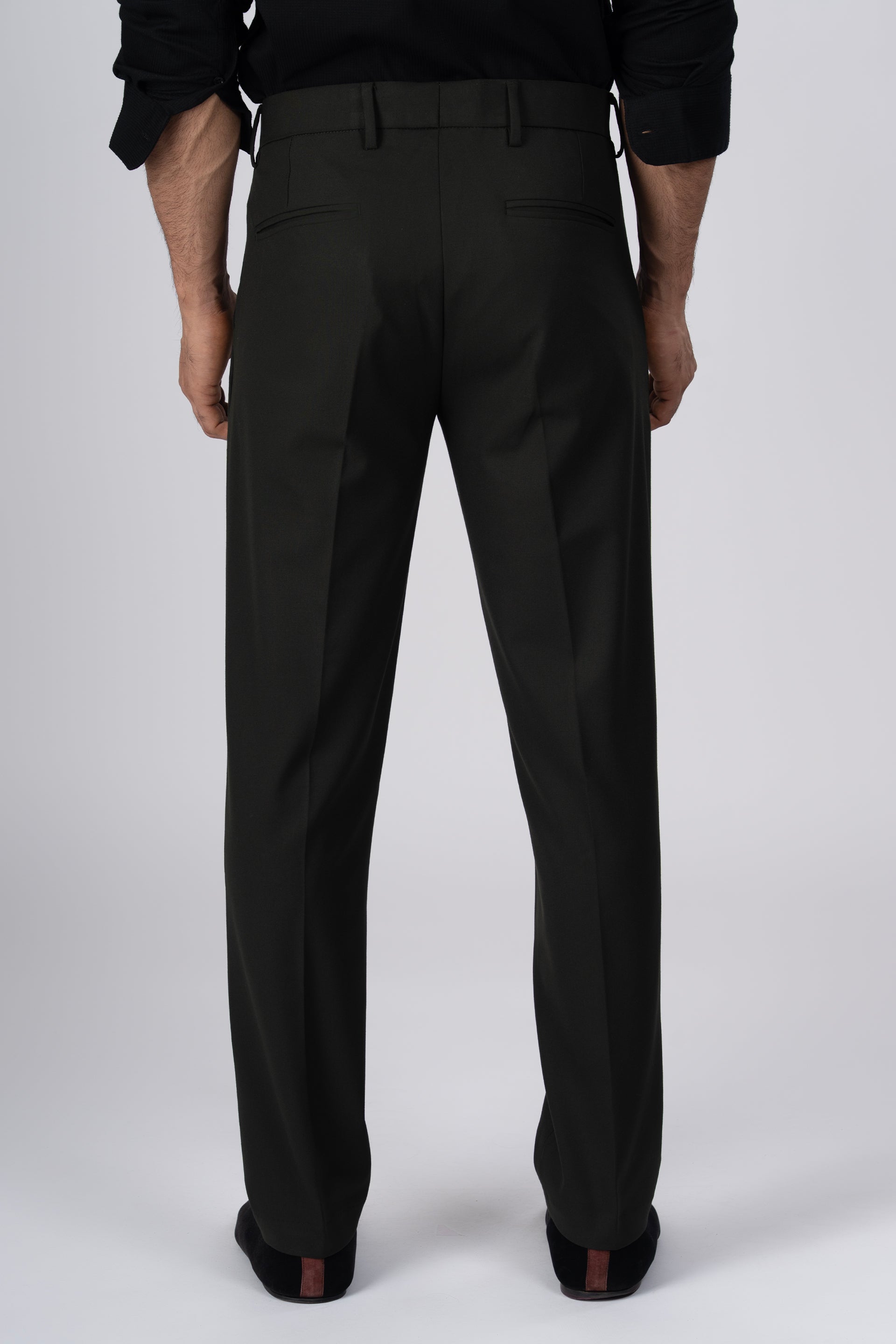 Easy Iron Tailored Office Trousers In Olive