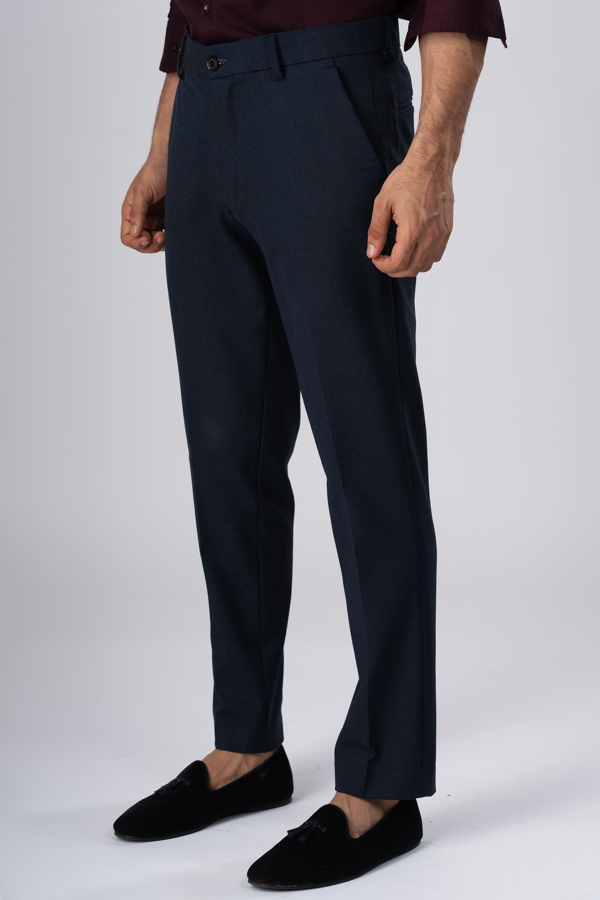 Easy Iron Tailored Office Trousers In Navy