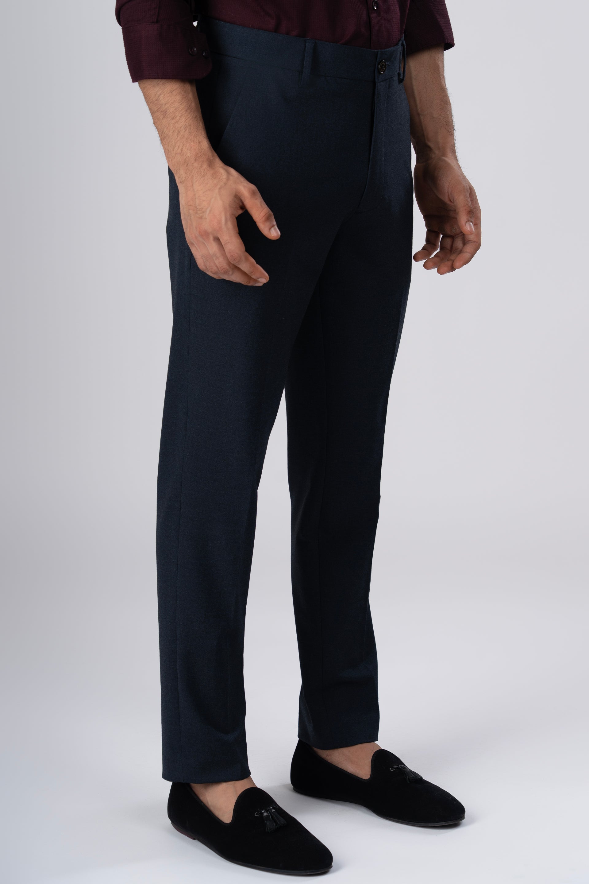Easy Iron Tailored Office Trousers In Navy