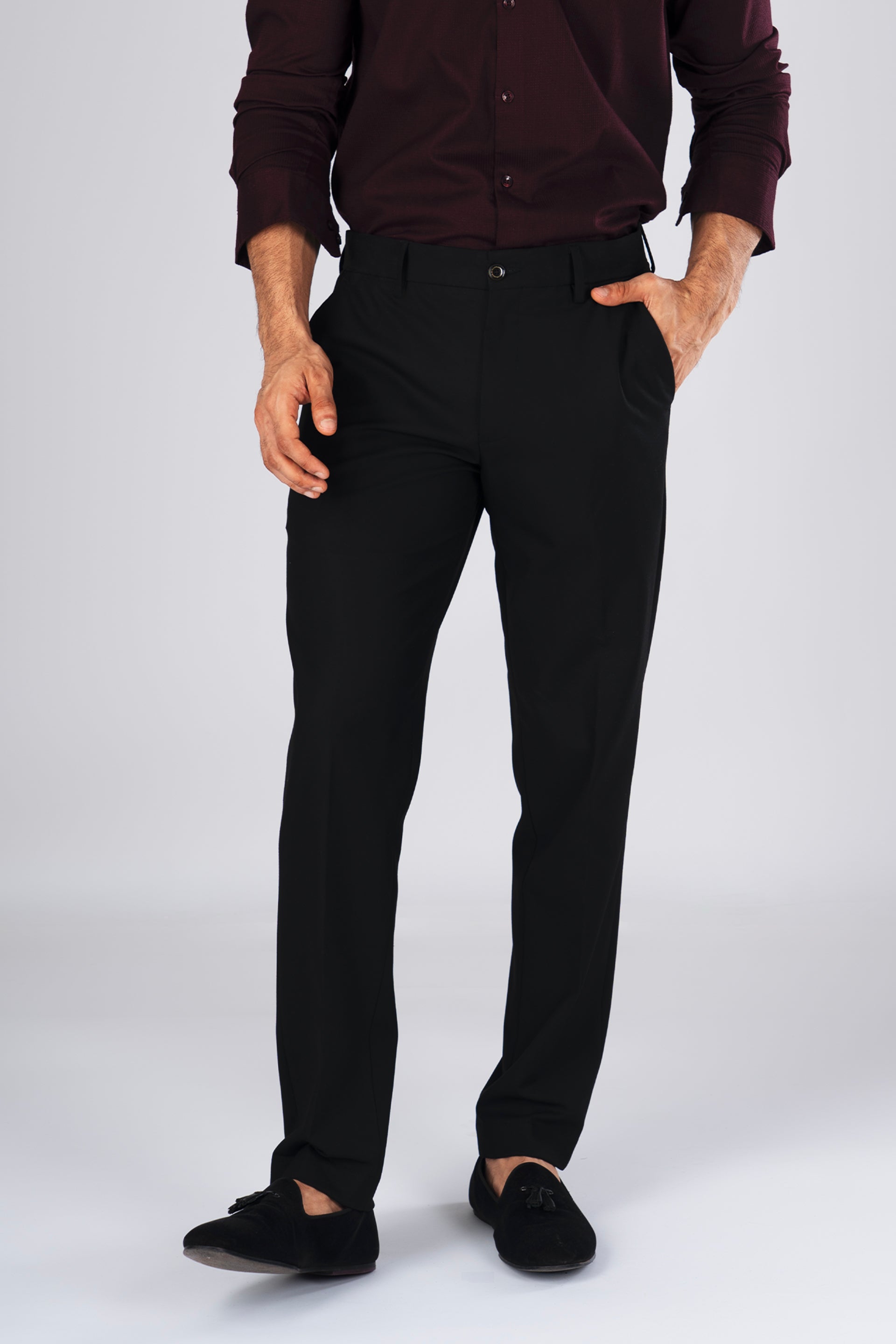 Easy Iron Tailored Office Trousers In Black
