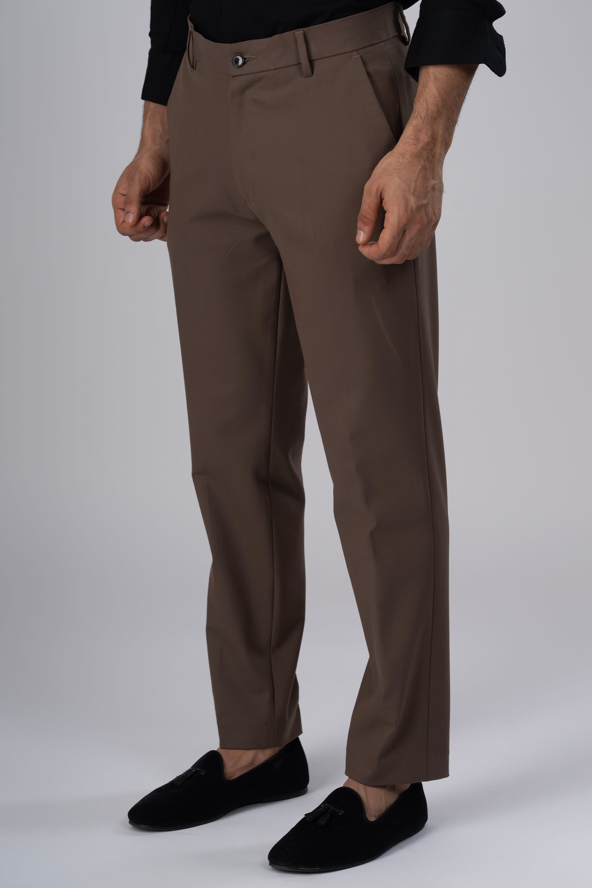 Easy Iron Tailored Office Trousers In Cocoa