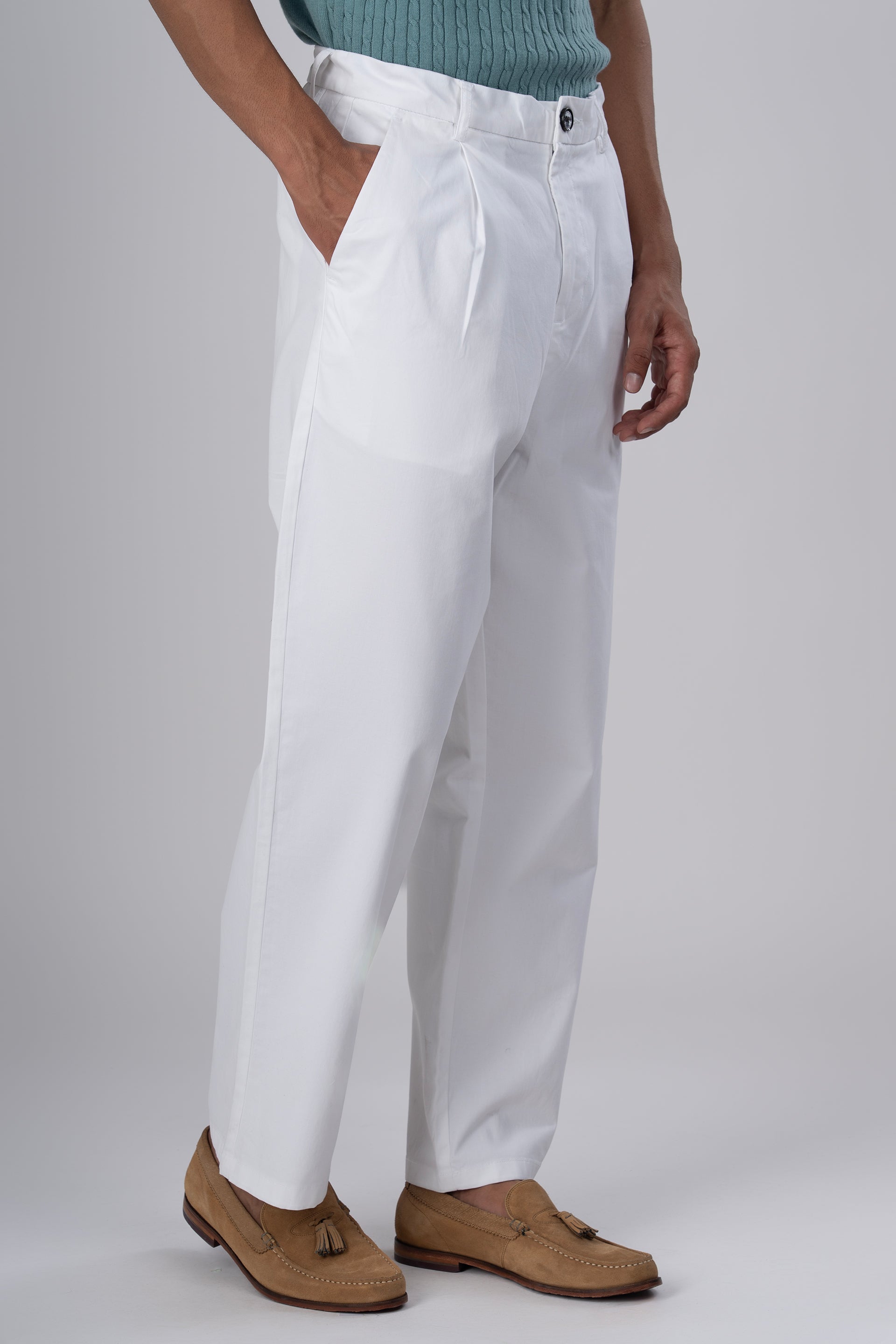 Premium Signature Relaxed Chinos In White