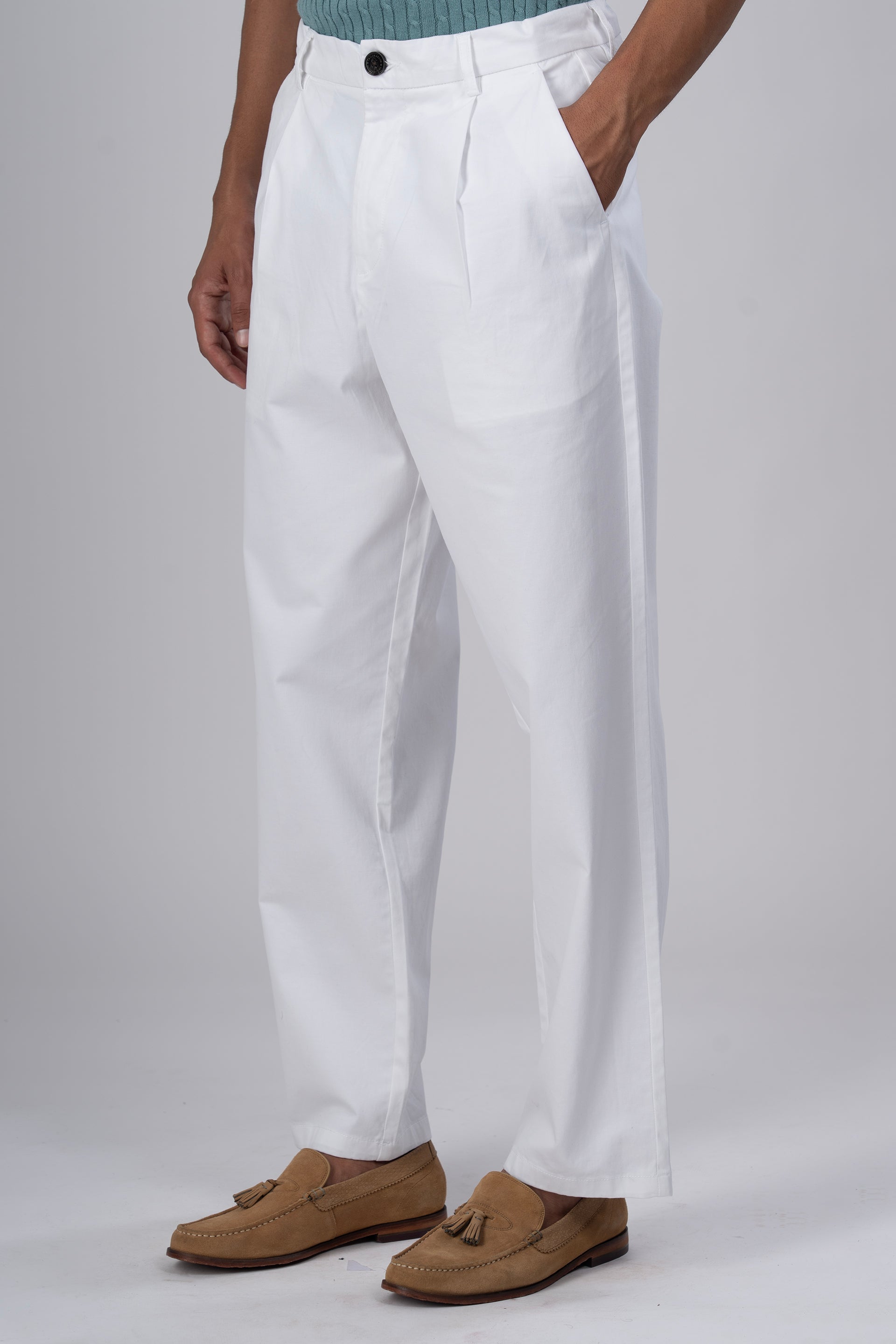 Premium Signature Relaxed Chinos In White