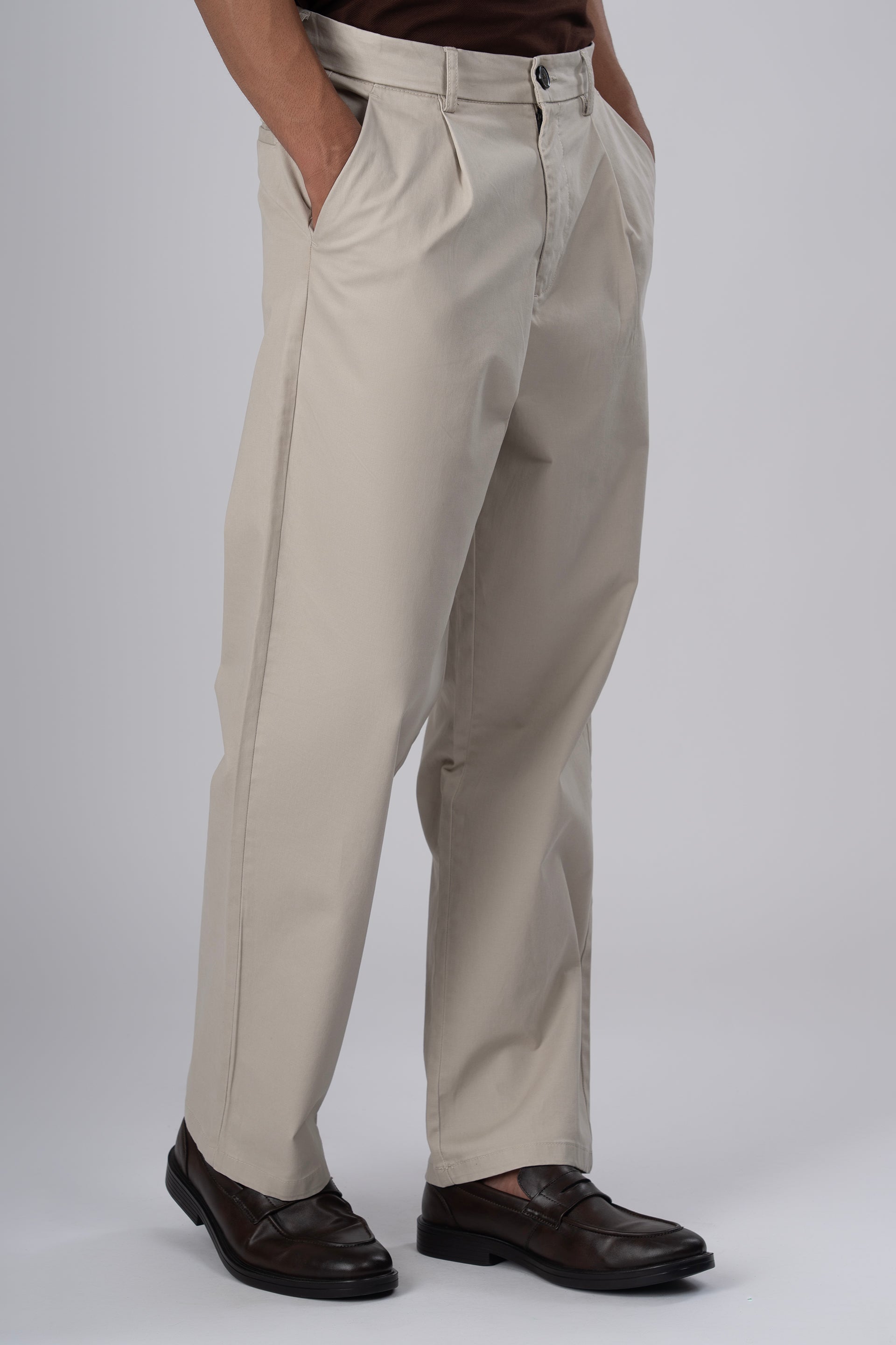 Premium Signature Relaxed Chinos In Beige