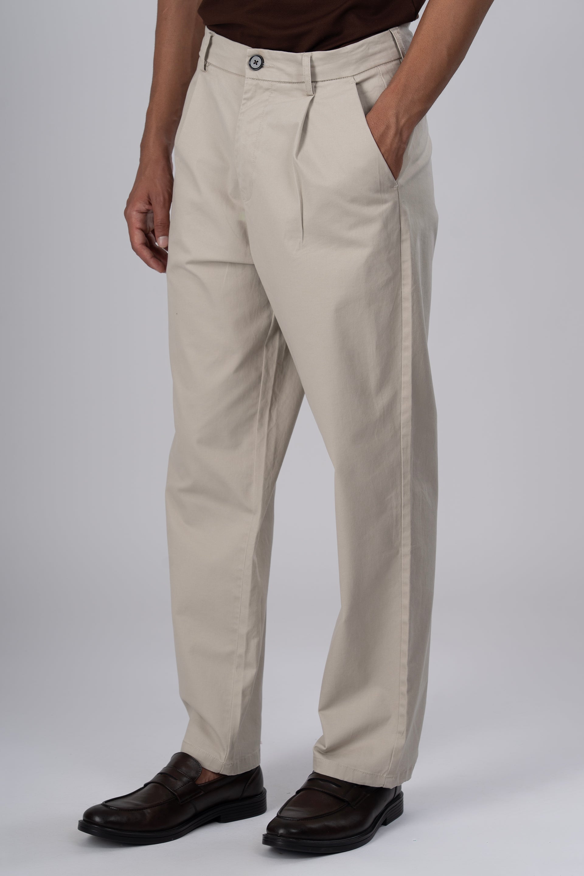 Premium Signature Relaxed Chinos In Beige