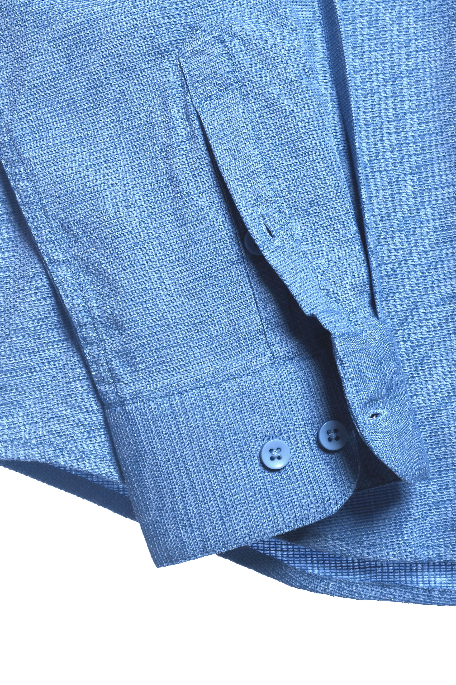EASY IRON TEXTURED MANDARIN SHIRT IN BLUE
