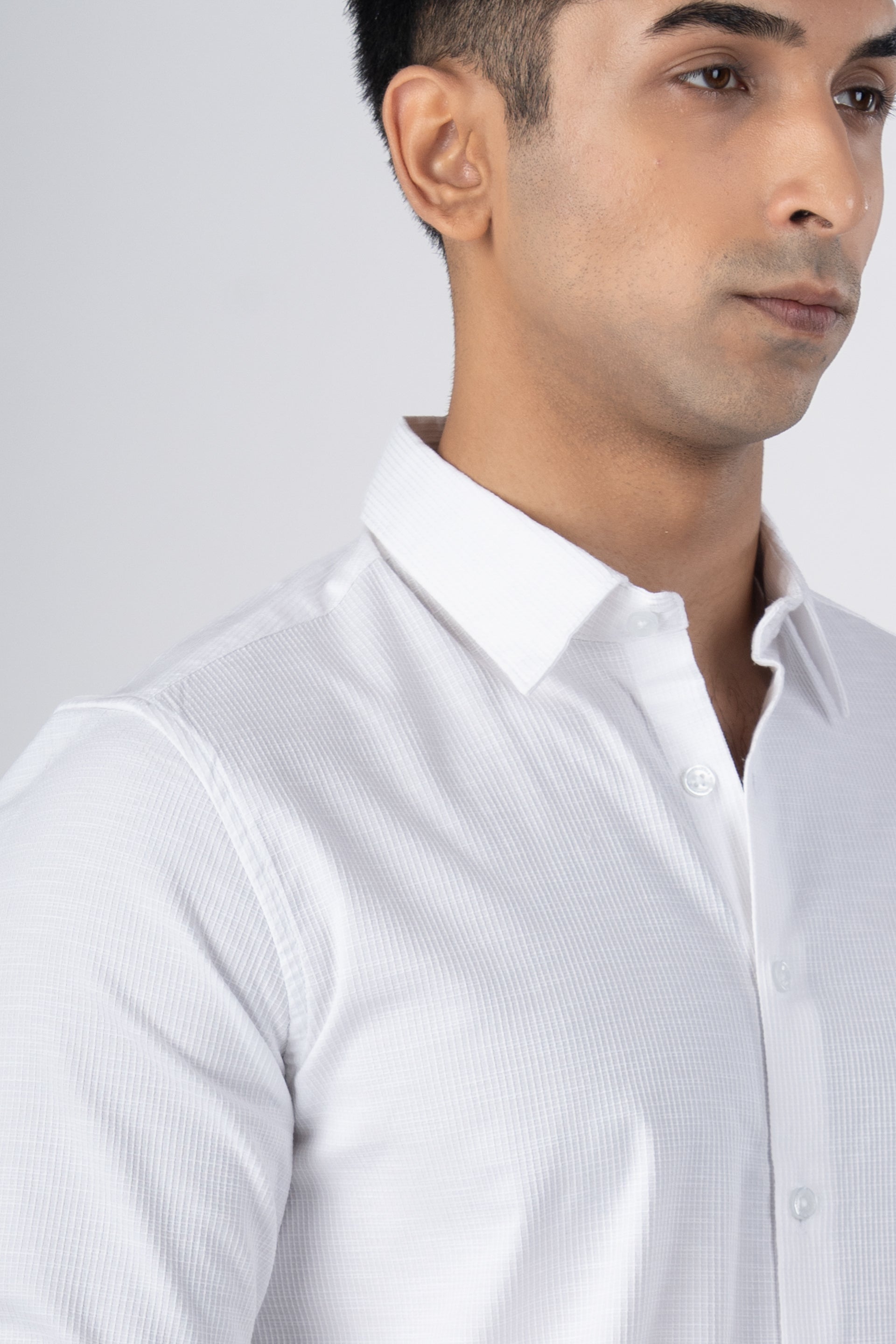 Easy Iron Textured Shirt In White