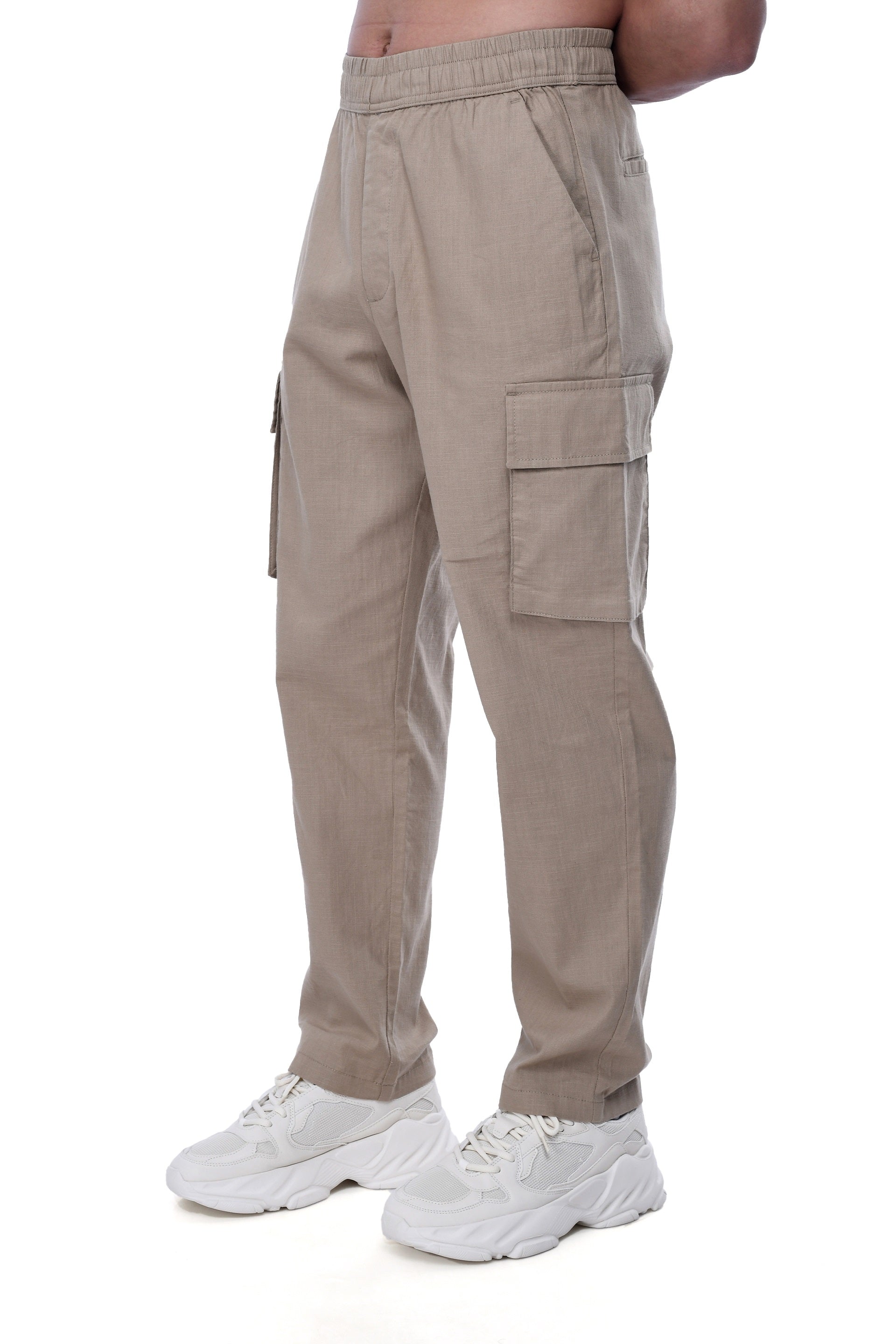 TEXTURED RELAXED FLEXIWAIST CARGO IN KHAKI