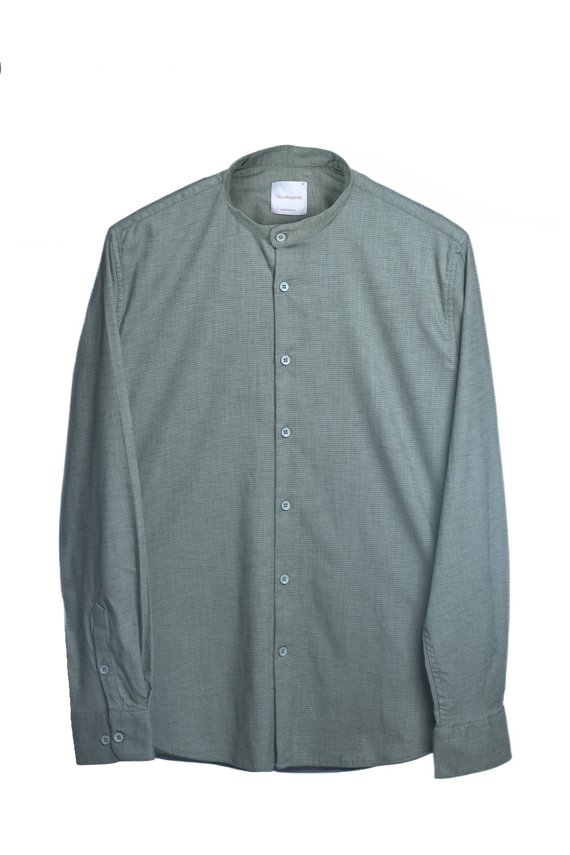STRUCTURED MODAL MANDARIN SHIRT IN GREEN