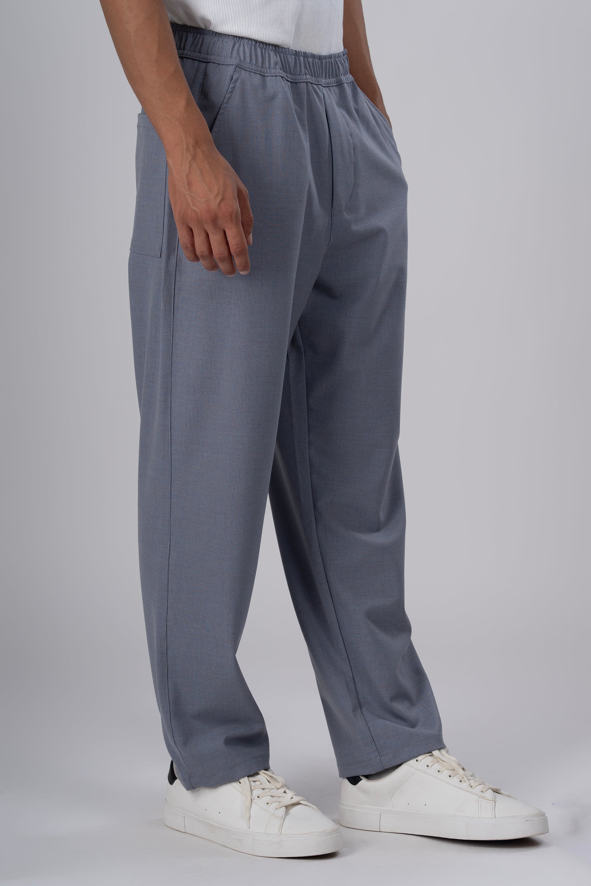 Easy Iron Striped Flexiwaist Relaxed Trouser In Blue