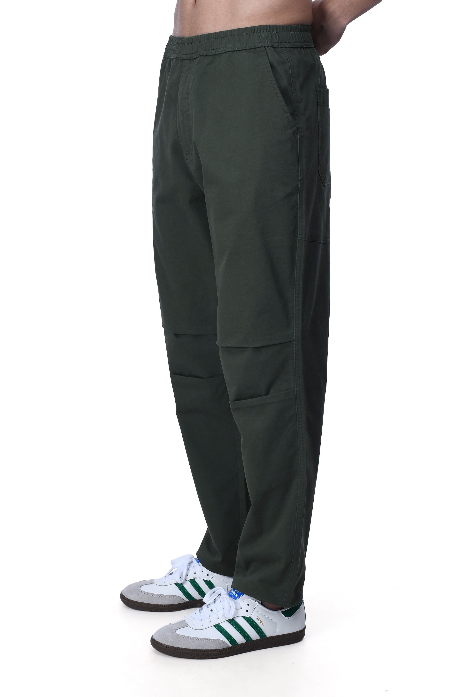 SOFT COTTON RELAXED FLEXIWAIST PANTS IN GREEN