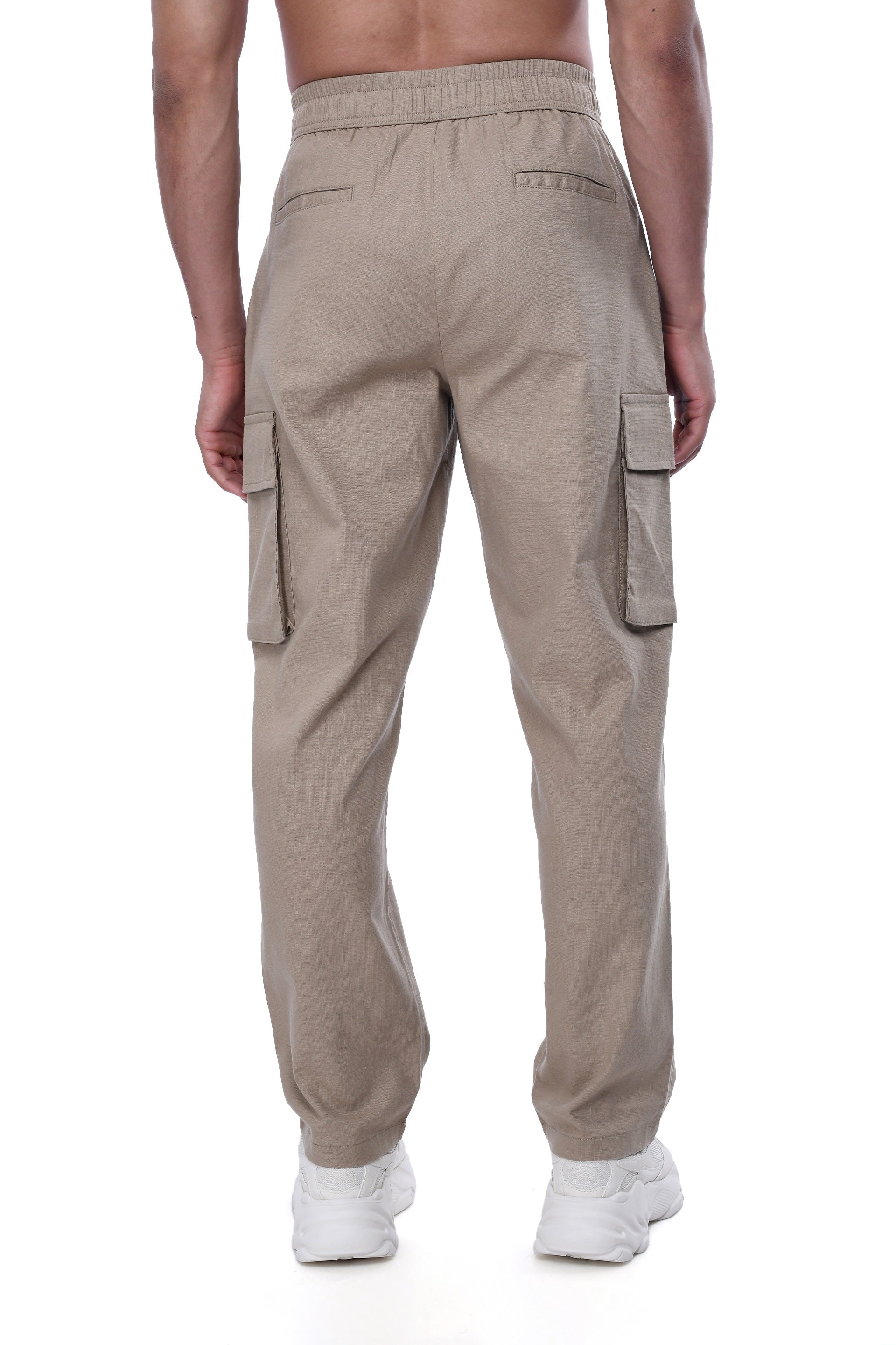 TEXTURED RELAXED FLEXIWAIST CARGO IN KHAKI